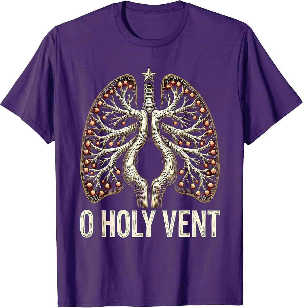 O Holy Vent Funny Respiratory Therapist Christmas T-Shirt - Purple
