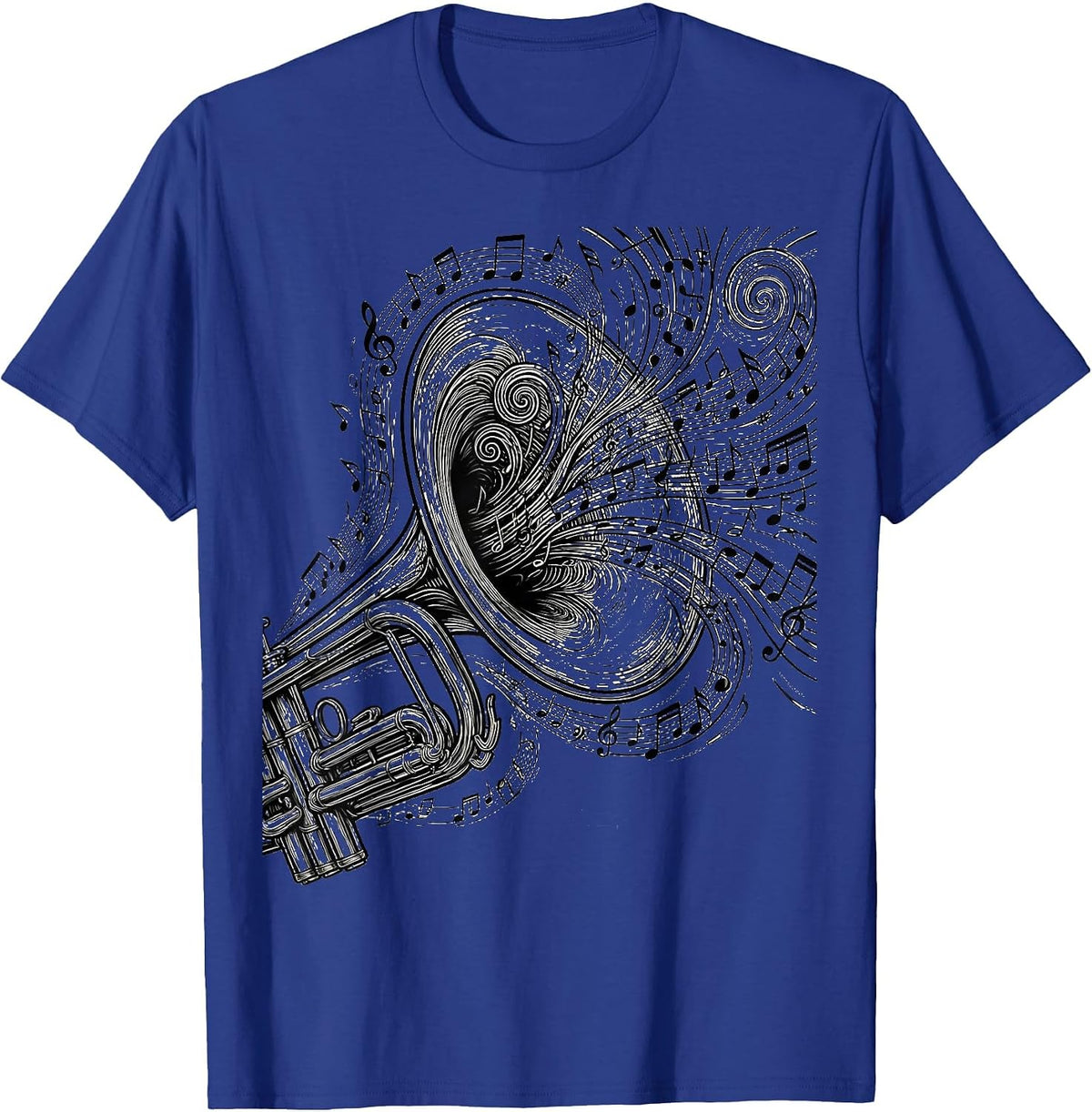 Men's Trumpet Musical Notes Music Teacher Gift T-Shirt - Royal Blue
