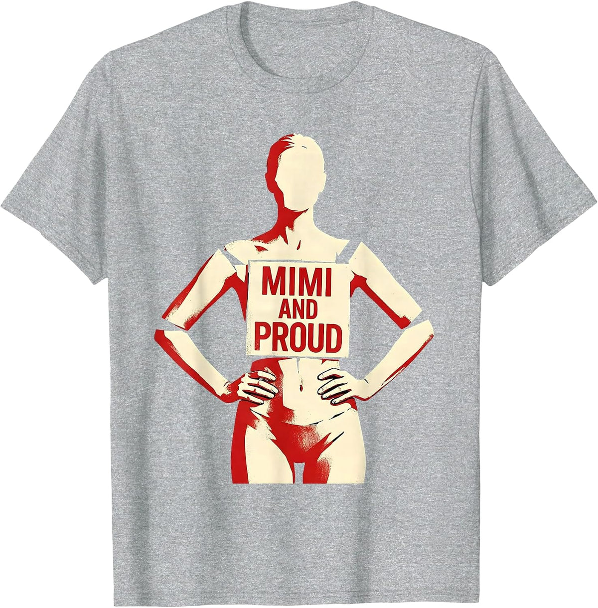 Men's Mimi And Proud Grandma Design T-Shirt - Heather Grey