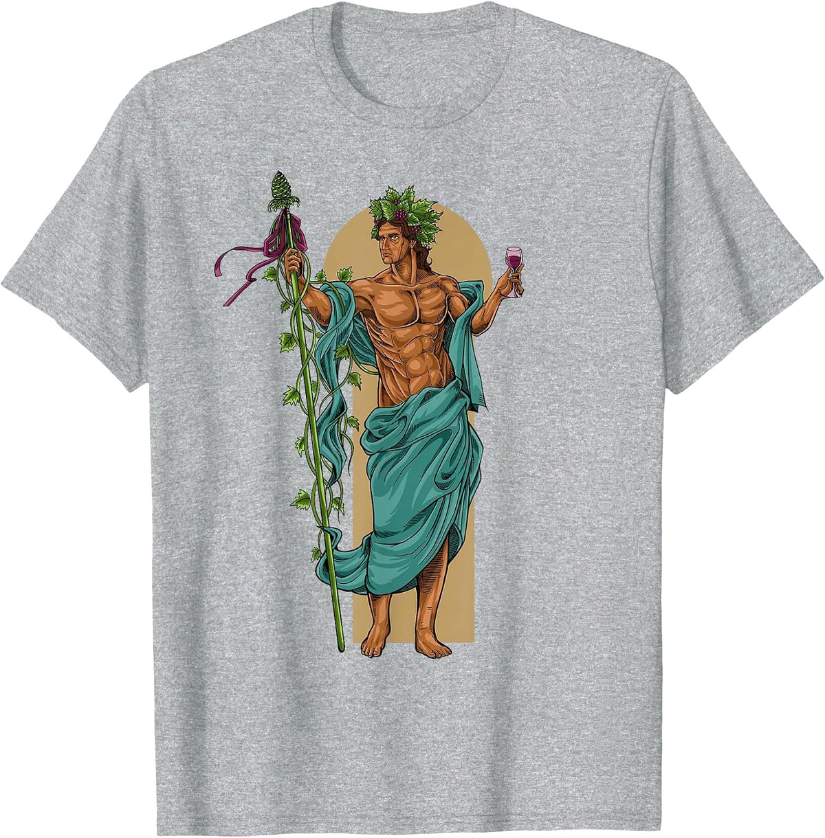 God of Greek Mythology - Bacchus Dionysus T-Shirt - Heather Grey
