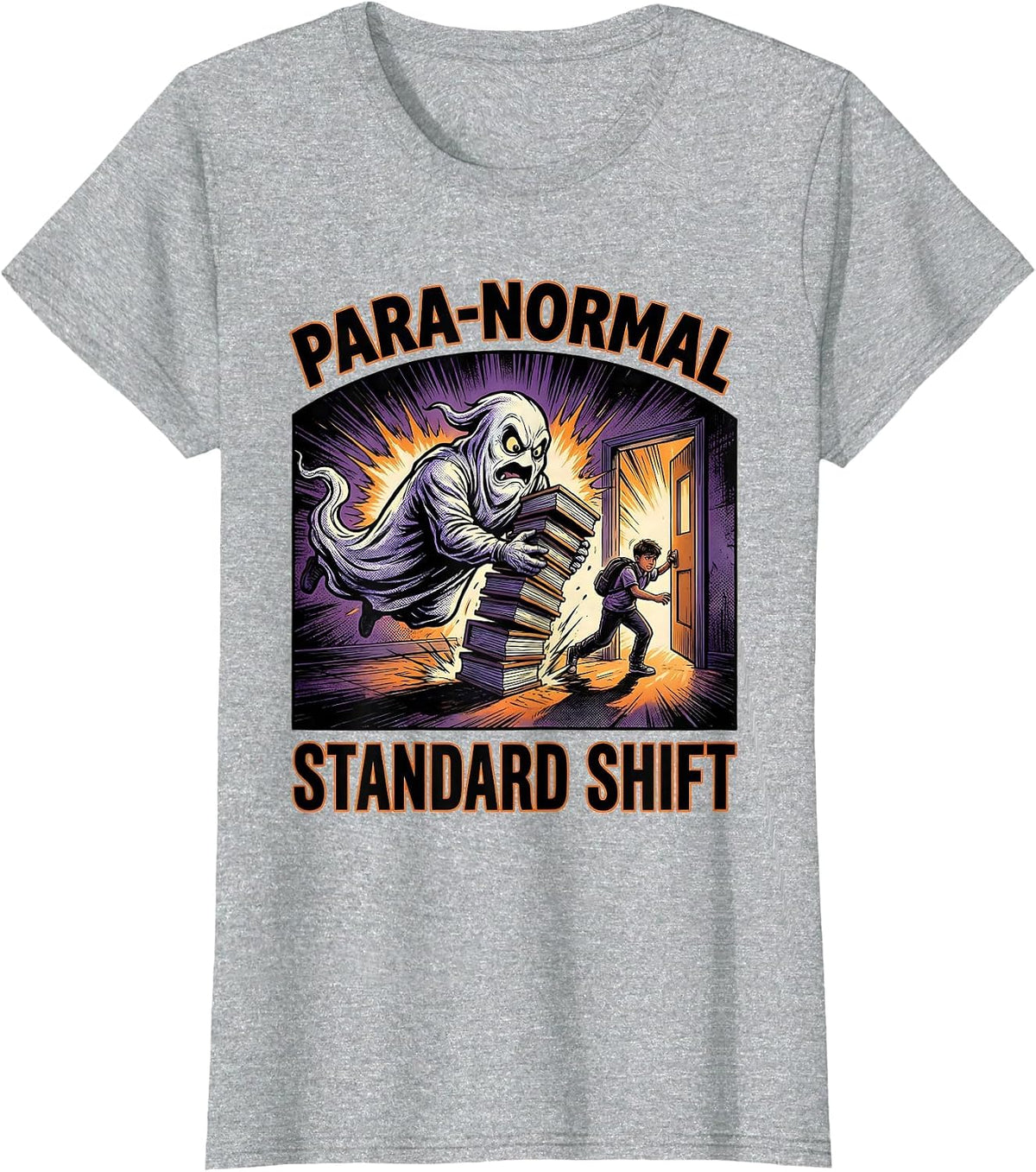 Para-Normal Standard Shift Comic Ghost Paraprofessional T-Shirt - Heather Grey