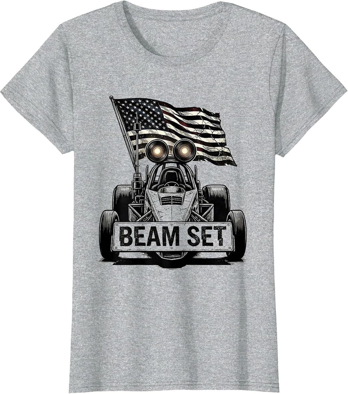 Women's Beam Set Patriotic RC Car Drag Racing American Flag Hobbyist T-Shirt - Heather Grey