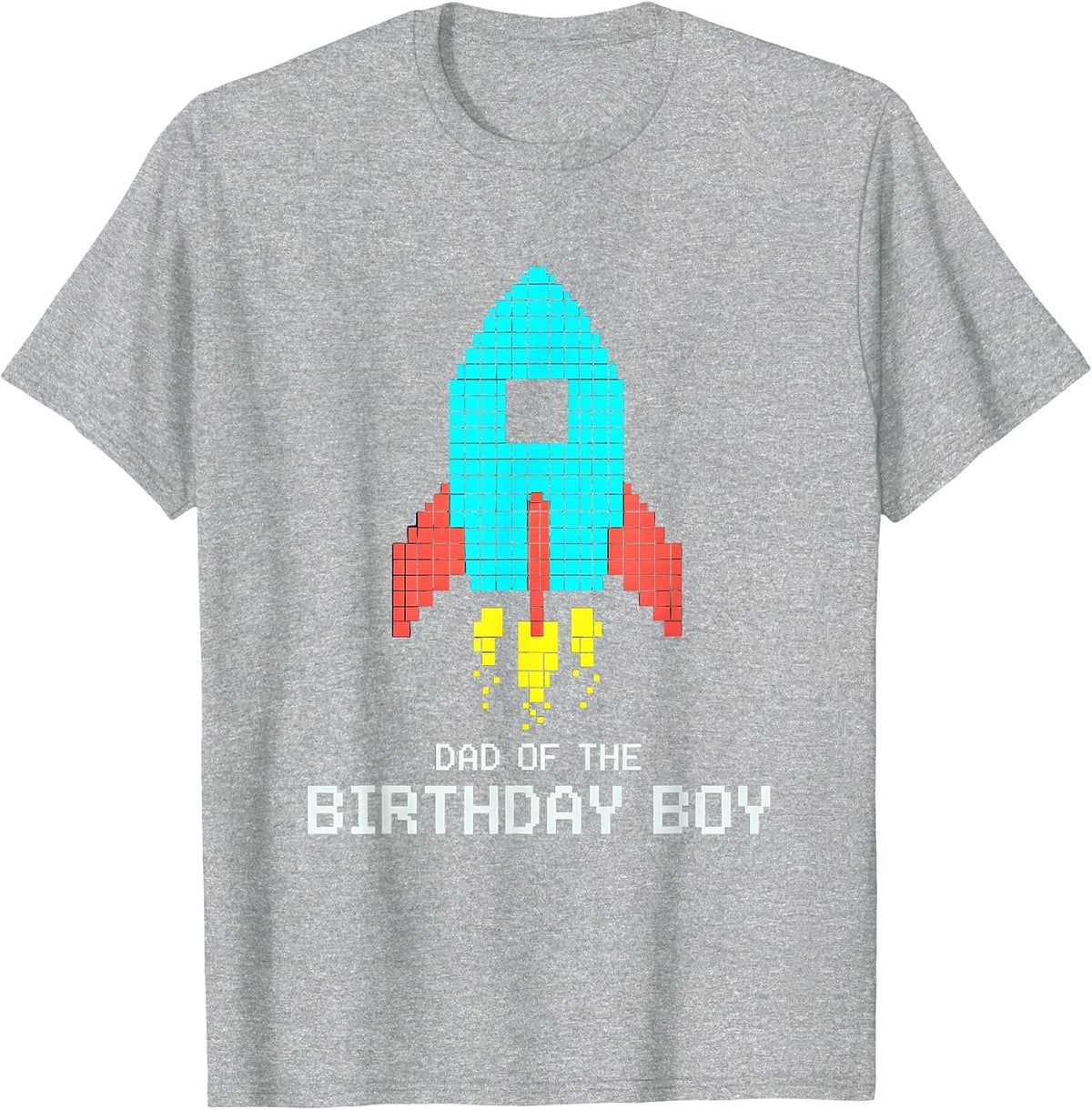 Men's Dad Of The Birthday Boy Pixel Art Family Matching Party T-Shirt - Heather Grey