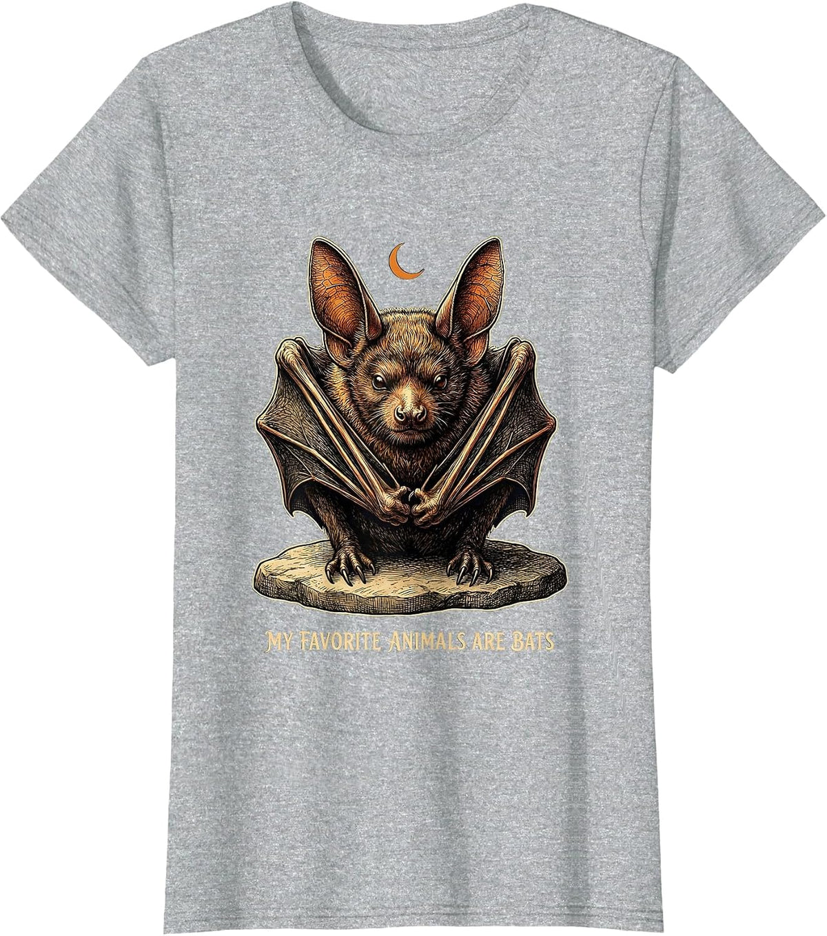 My Favorite Animals Are Bats Vintage Bat Lover Halloween T-Shirt - Heather Grey