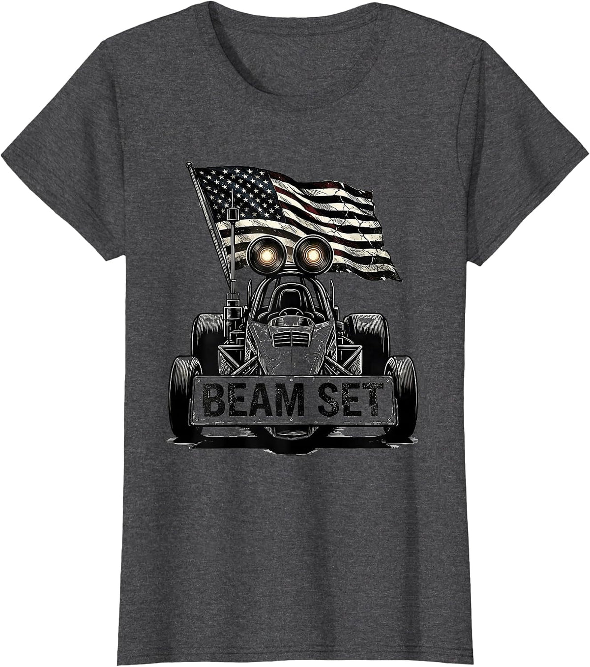 Women's Beam Set Patriotic RC Car Drag Racing American Flag Hobbyist T-Shirt - Dark Heather Grey