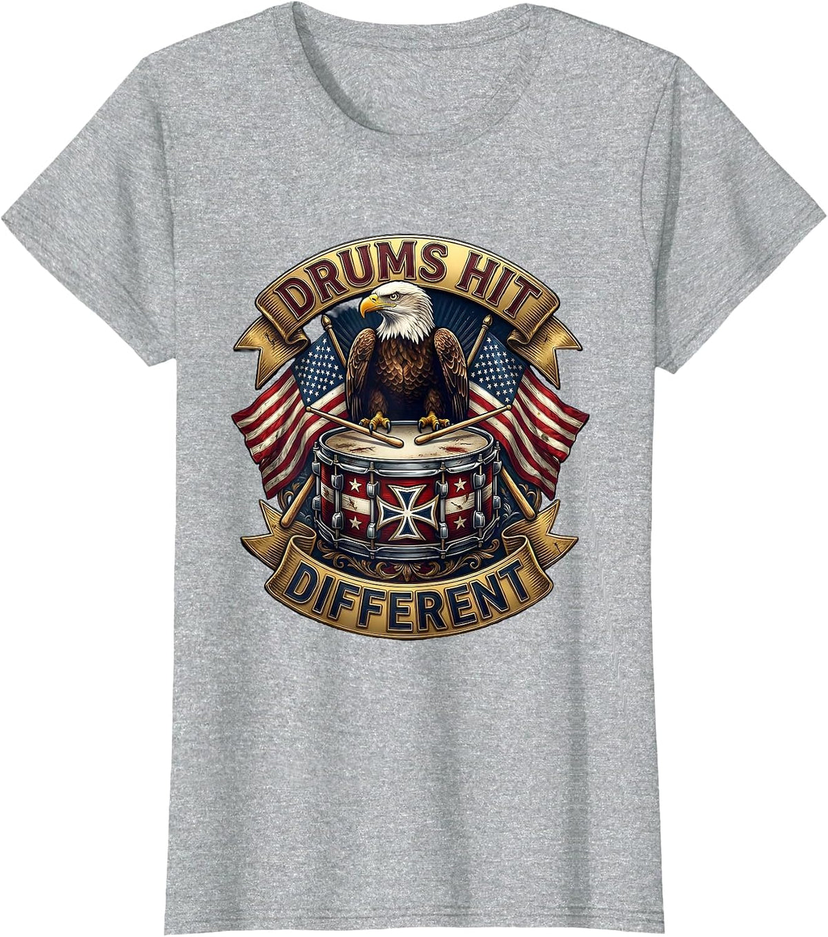 Drums Hit Different Drummer Music Design T-Shirt - Heather Grey