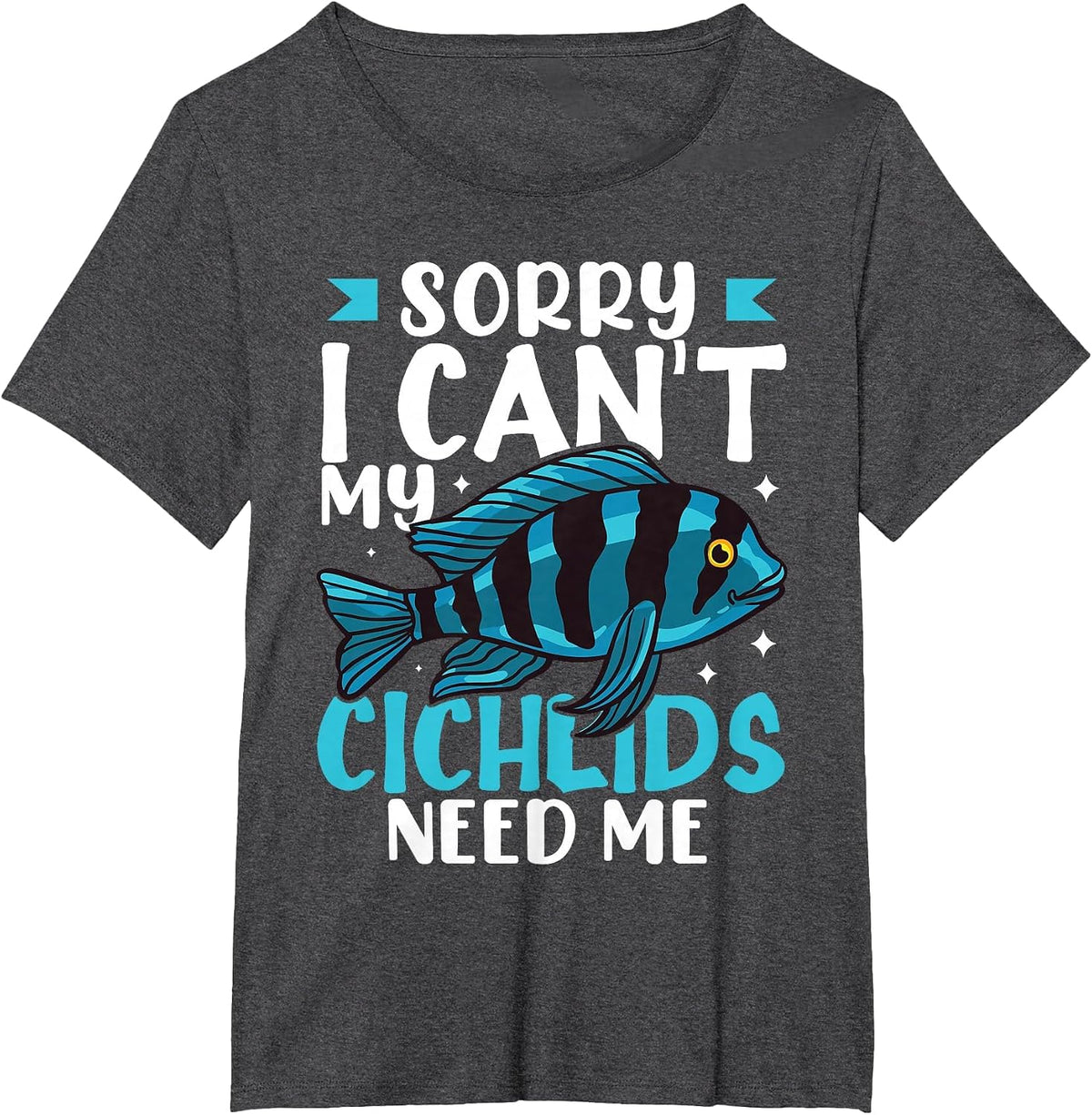 Cichlid Fish Funny Animals African Aquarium T-Shirt - Dark Heather Grey
