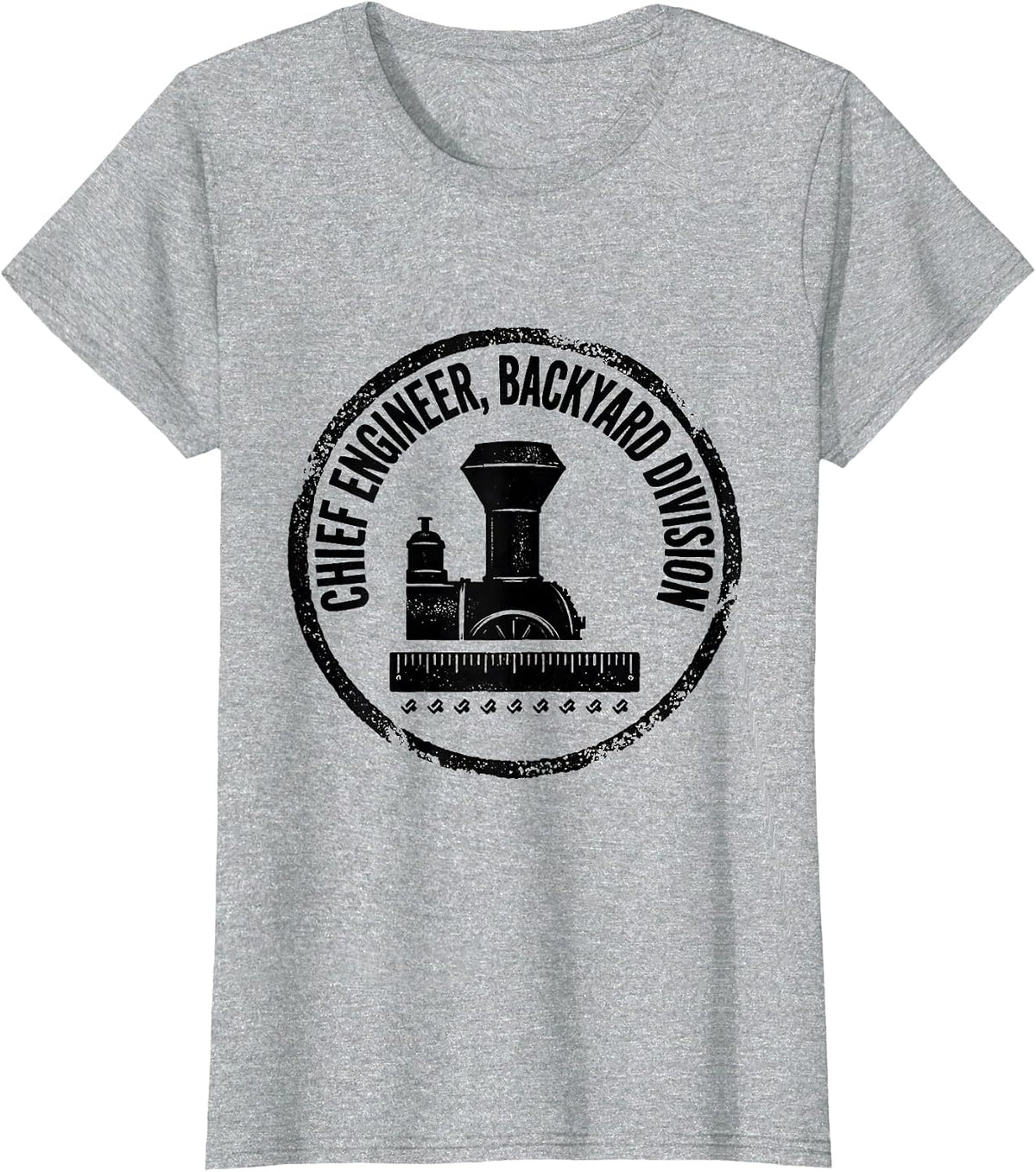 Chief Engineer Backyard Division Vintage Steam Train T-Shirt - Heather Grey