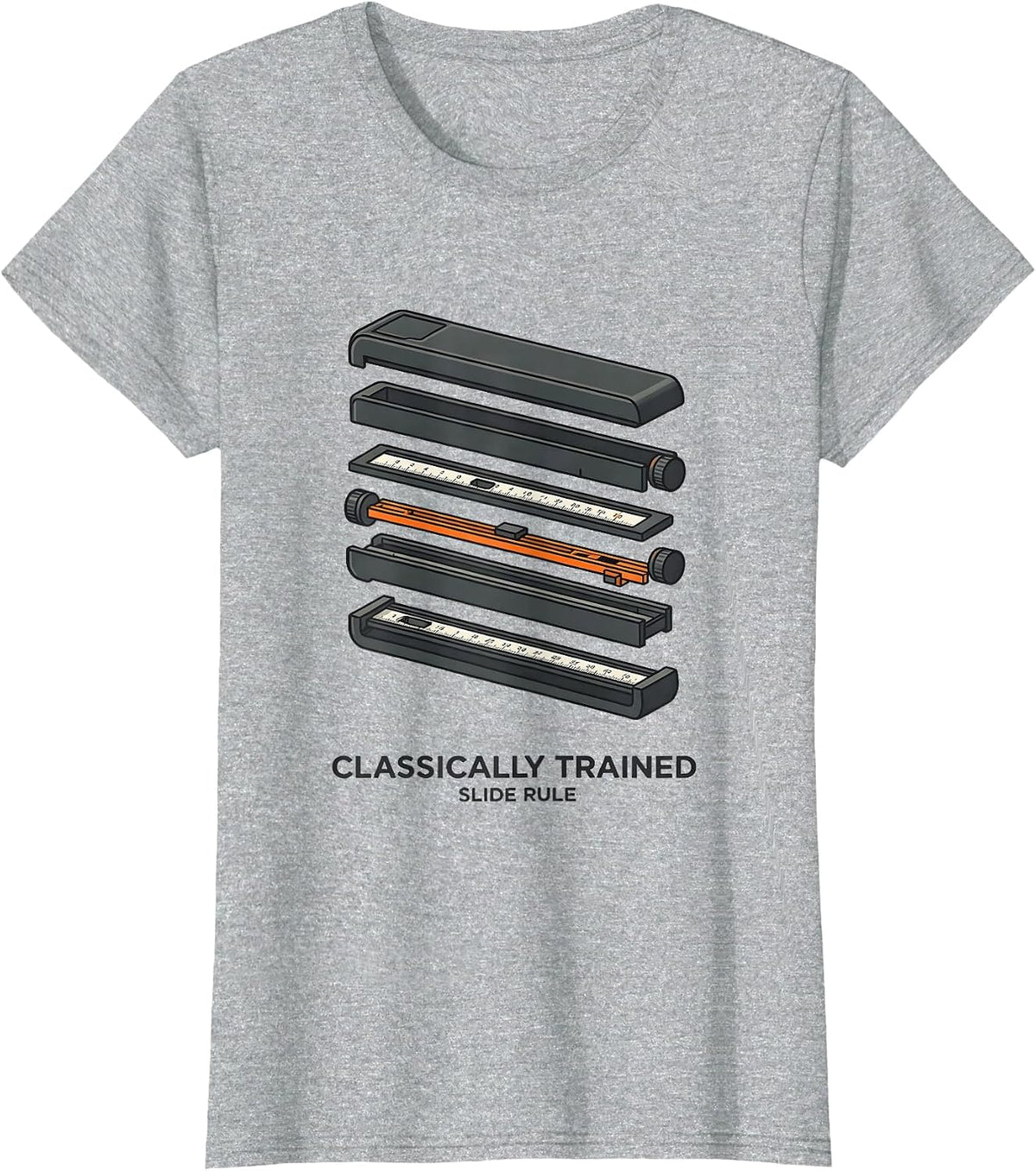 Women's Classically Trained Slide Rule Retro Mechanical Analog T-Shirt - Heather Grey
