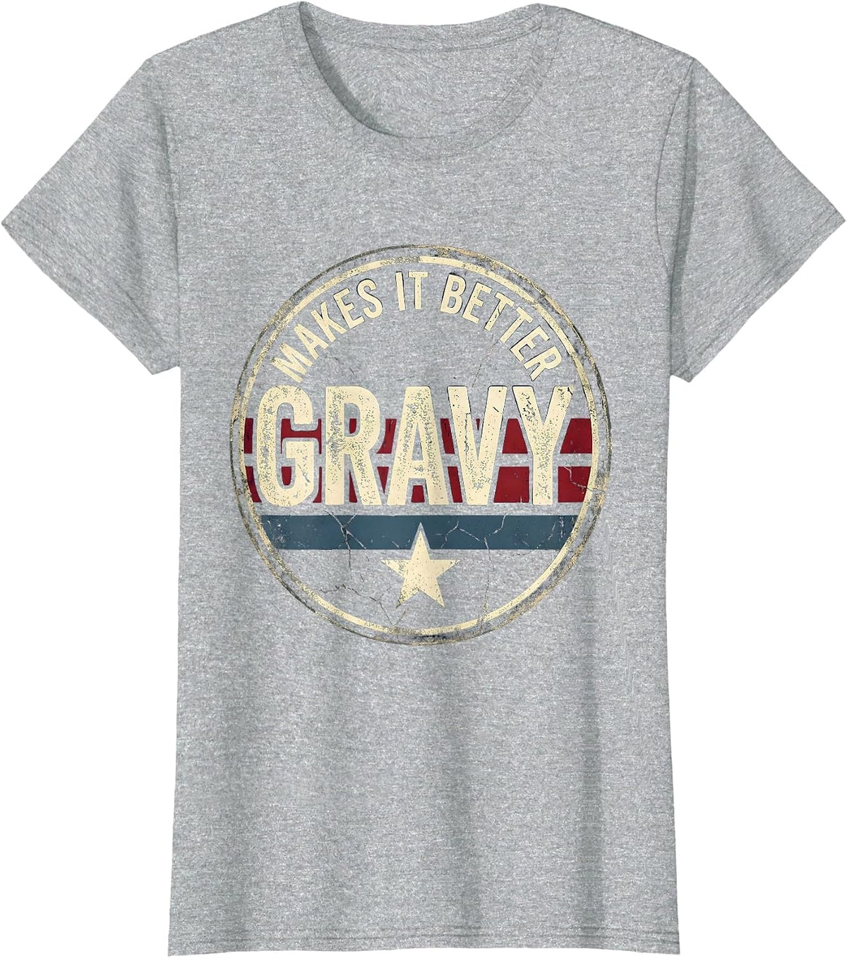 Women's Gravy Makes It Better Turkey Dinner Design T-Shirt - Heather Grey