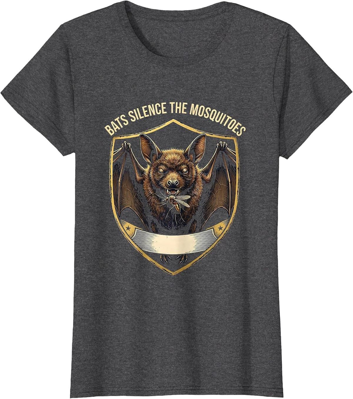 Women's Bats Silence The Mosquitoes Funny Bat Lover Halloween Nature T-Shirt - Dark Heather Grey