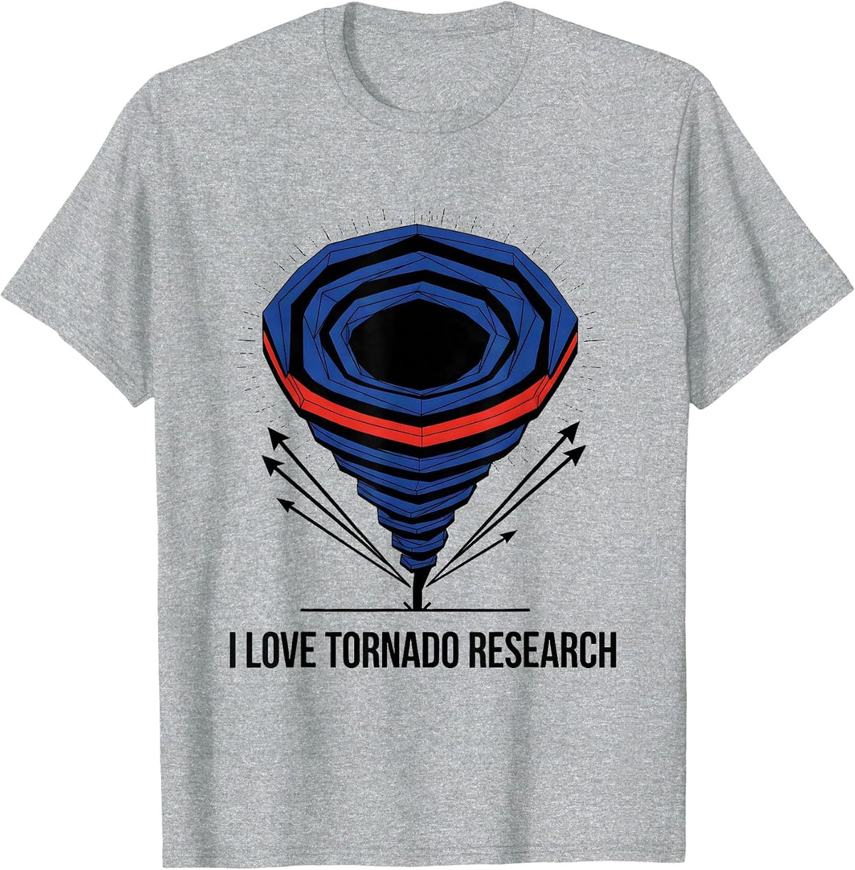 Men's I Love Tornado Research Geometric Storm Chaser Meteorology T-Shirt - Heather Grey