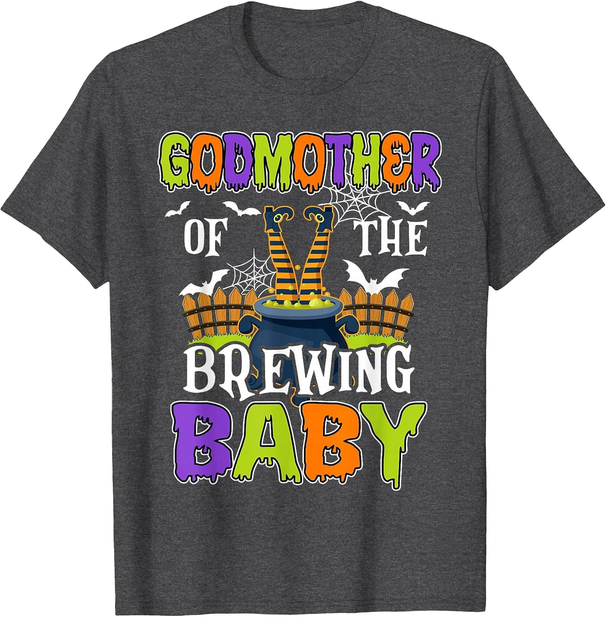 Godmother of The Brewing Baby Halloween Witch Baby Funny T-Shirt - Dark Heather Grey