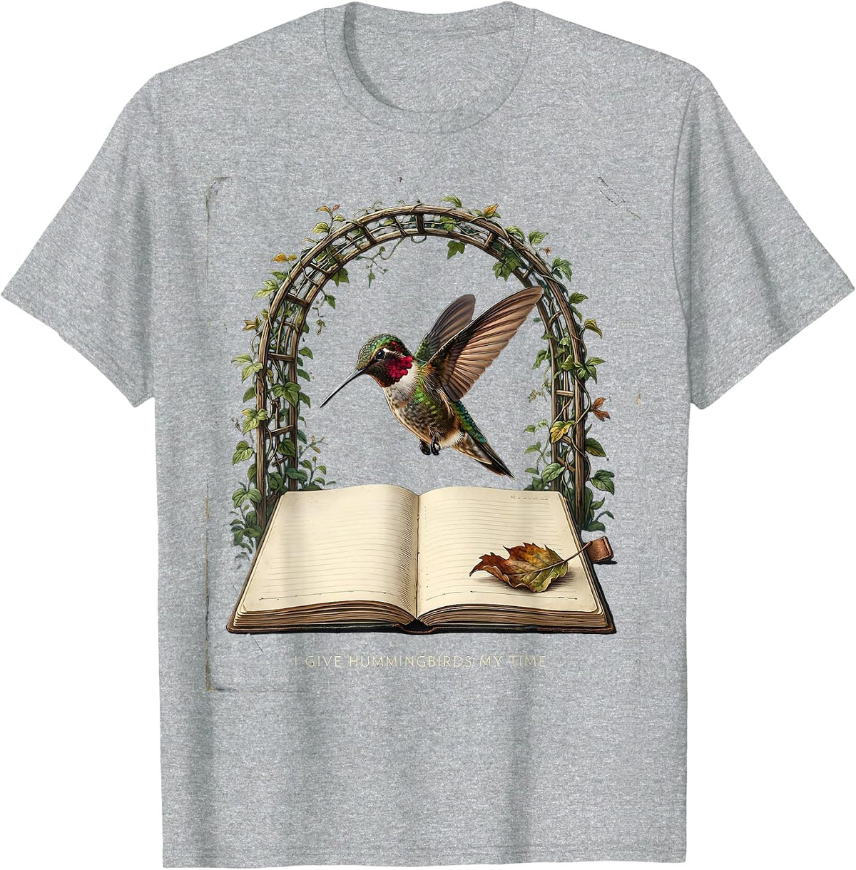 Men's I Give Hummingbirds My Time Vintage Bird Lover Hummingbird T-Shirt - Heather Grey