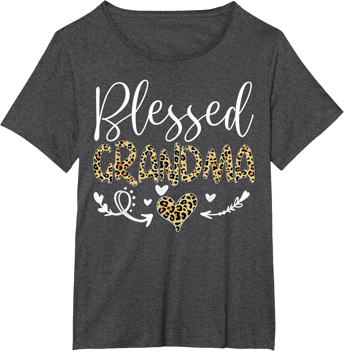 Leopard Blessed Grandma for Grandmother Granny Mimi Mother T-Shirt - Dark Heather Grey