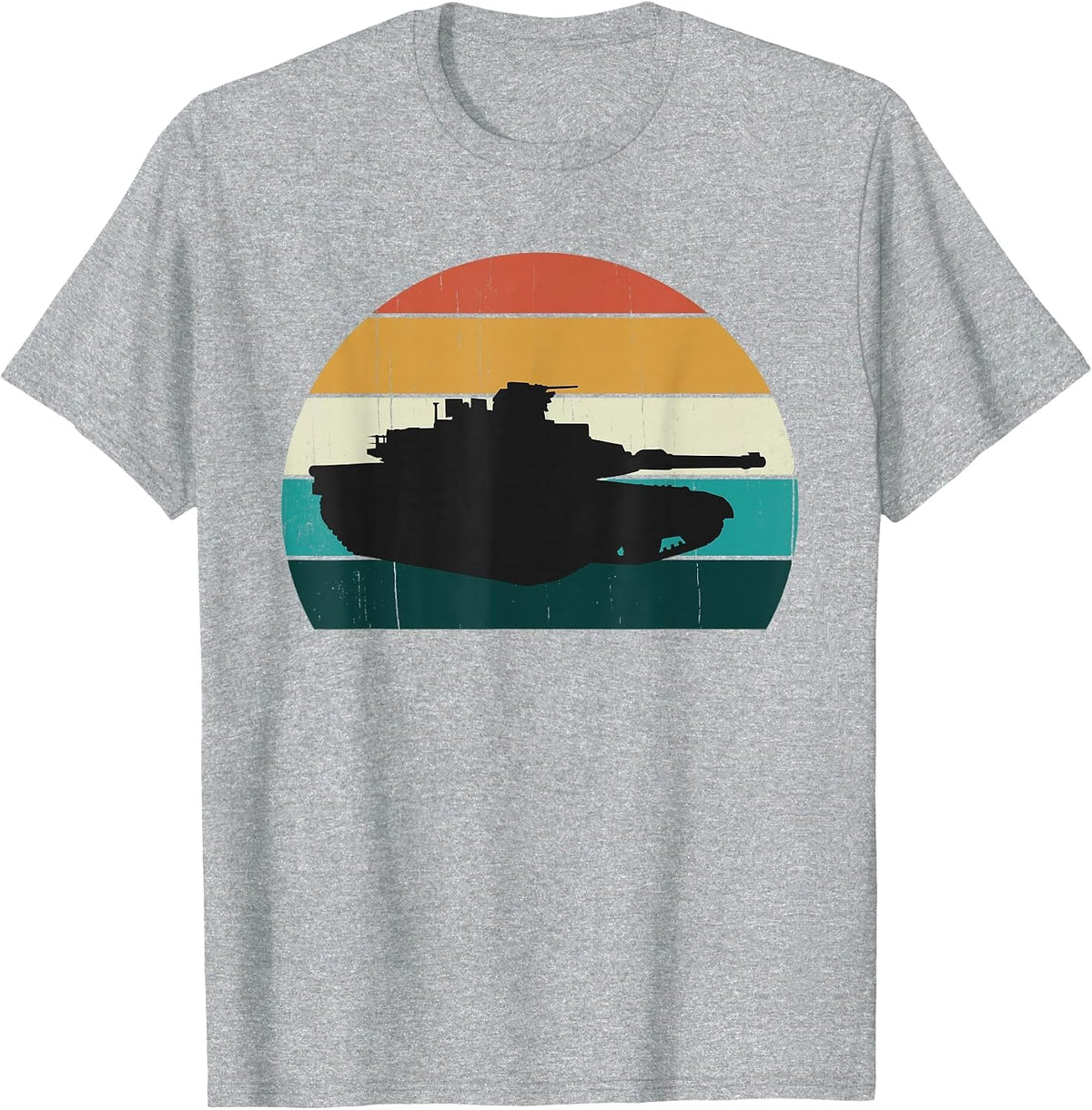 Vintage Abrams M1 - Retro Sunset American Main Battle Tank T-Shirt - Heather Grey