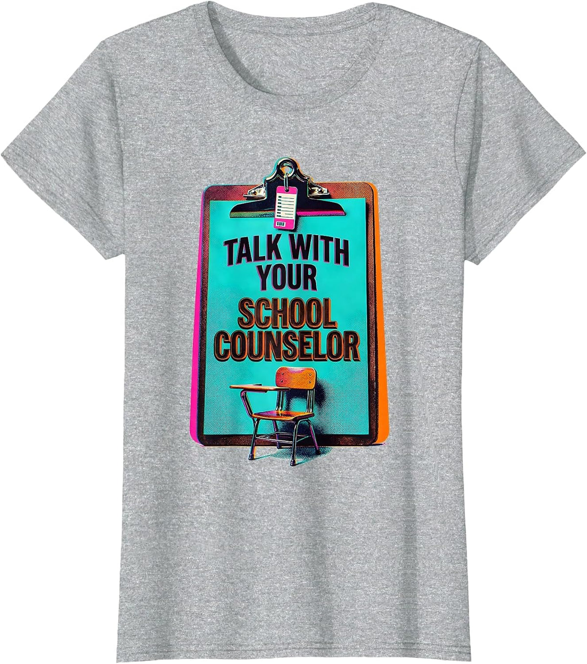 Talk With Your School Counselor Groovy Retro Humor T-Shirt - Heather Grey