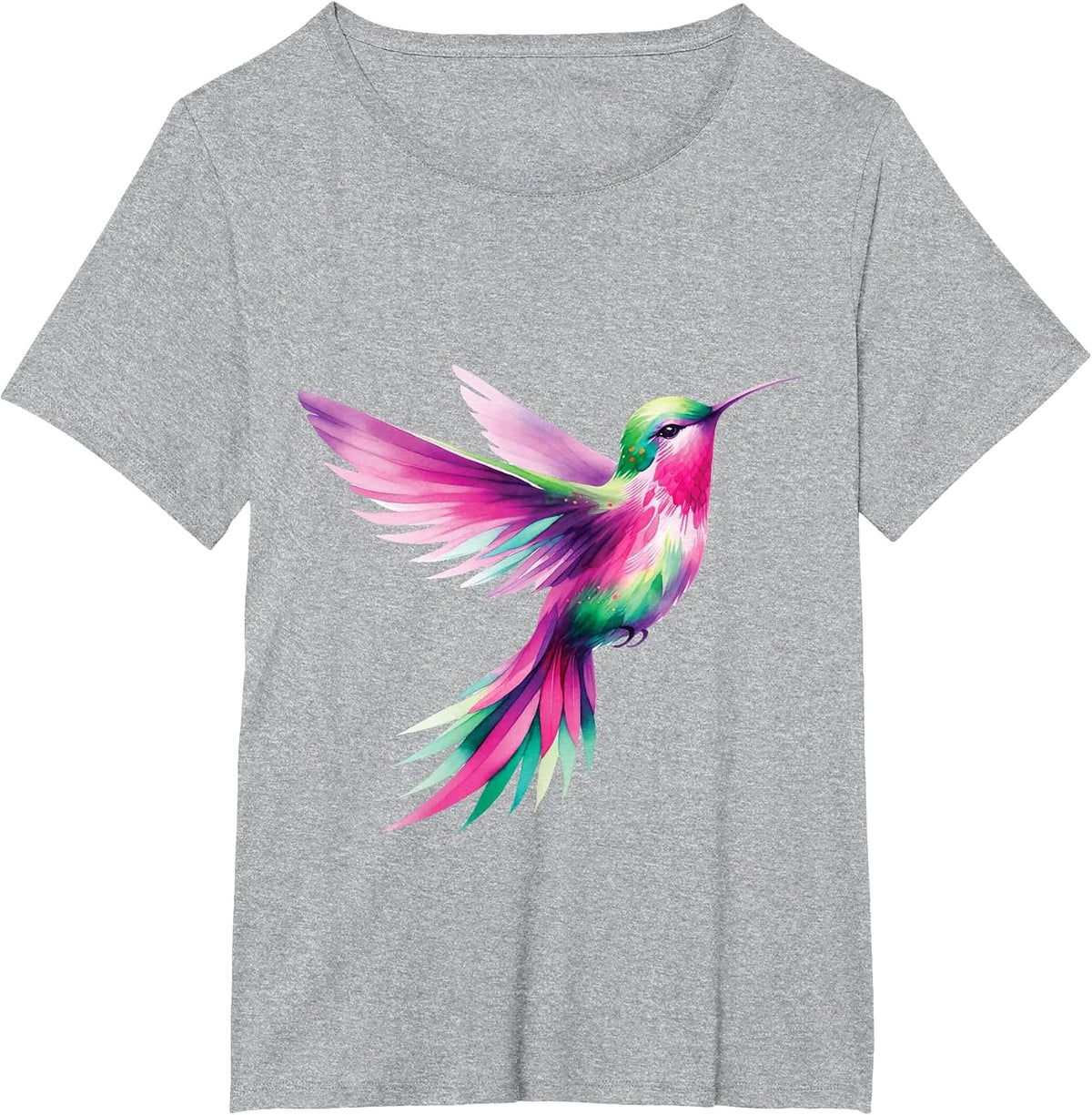 Colorful Hummingbird Lover Nature Graphic T-Shirt - Heather Grey