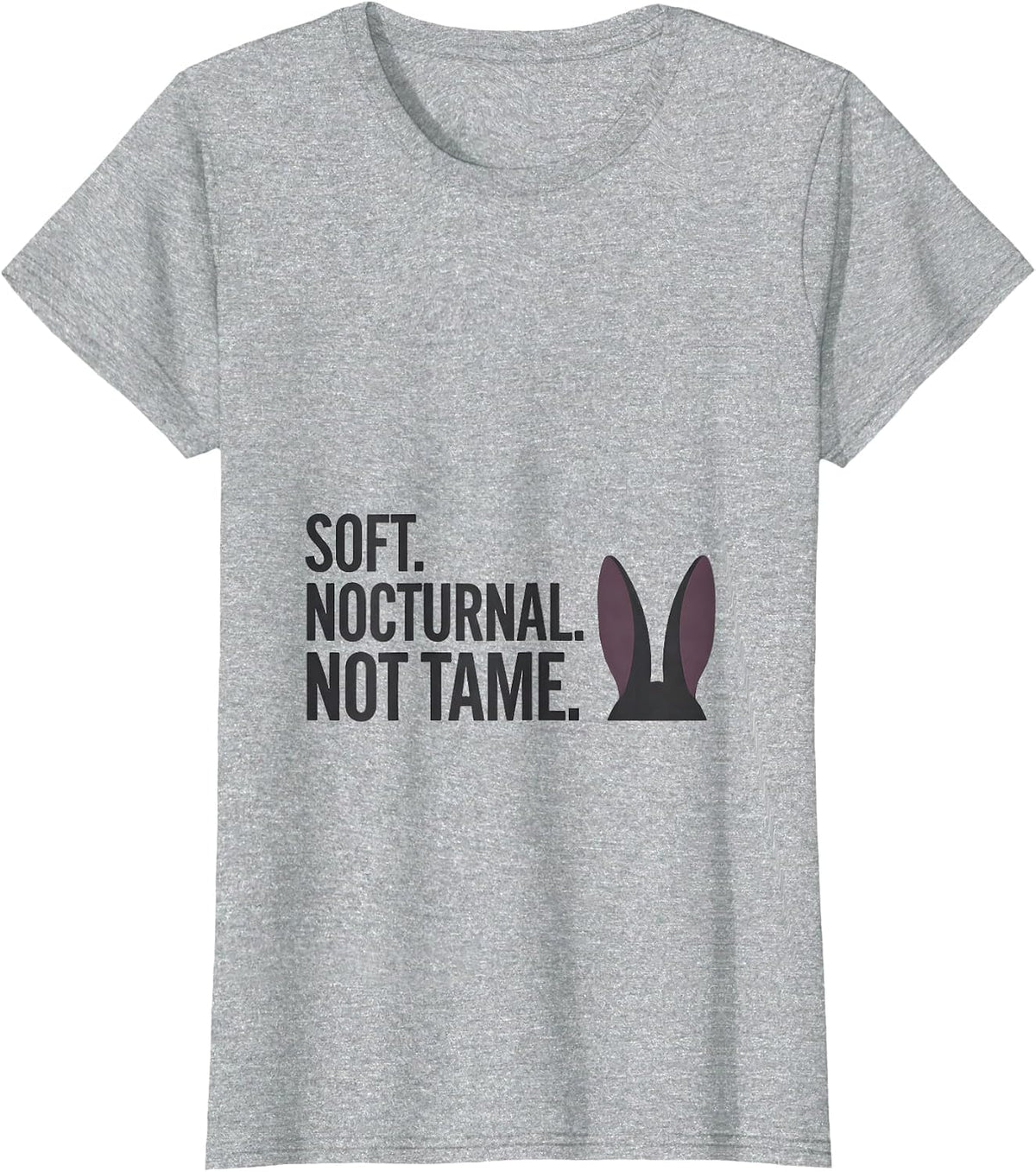 Women's Soft. Nocturnal. Not Tame Minimalist Bunny Rabbit Alt Goth T-Shirt - Heather Grey