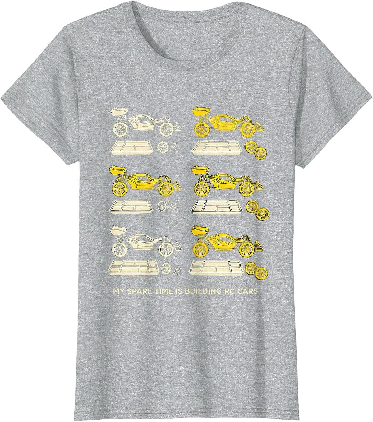 Women's My Spare Time Is Building RC Cars Funny Car Enthusiast T-Shirt - Heather Grey