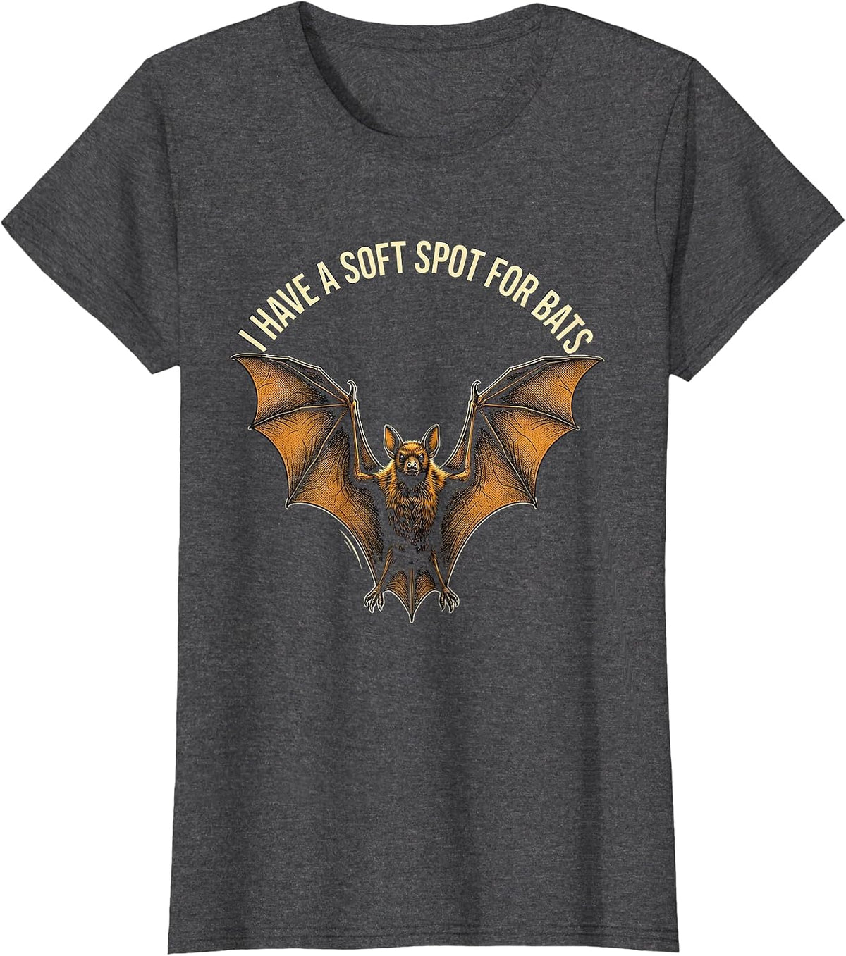Women's I Have A Soft Spot For Bats Funny Bat Lover Wildlife T-Shirt - Dark Heather Grey