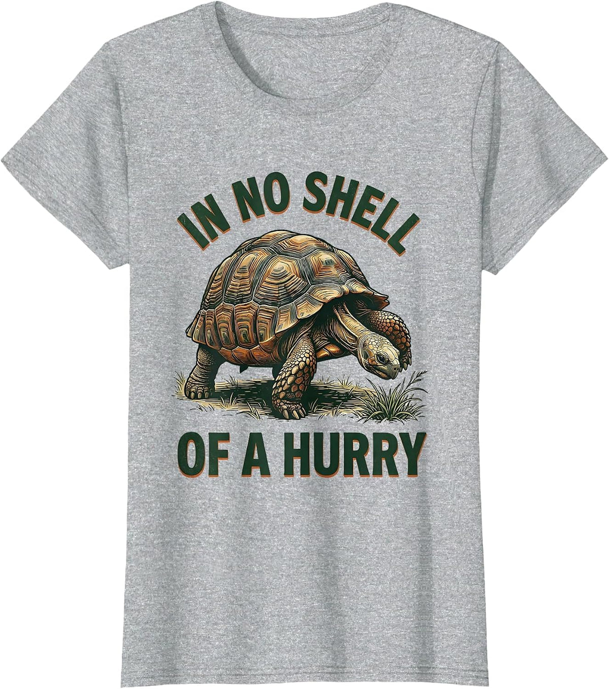 Women's In No Shell Of A Hurry Vintage Funny Tortoise Lover Gift T-Shirt - Heather Grey