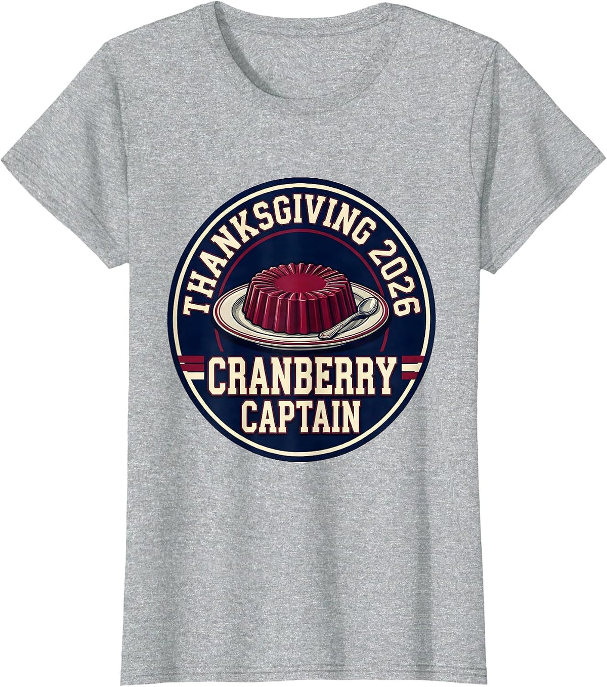 Thanksgiving 2026 Cranberry Captain Sports Family Crew T-Shirt - Heather Grey