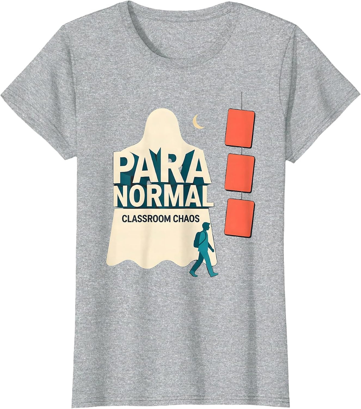 Women's Para Normal Classroom Chaos Funny Ghost Paraprofessional T-Shirt - Heather Grey