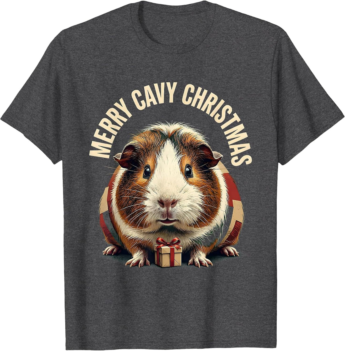Merry Cavy Christmas Funny Guinea Pig Pet Lover Holiday T-Shirt - Dark Heather Grey