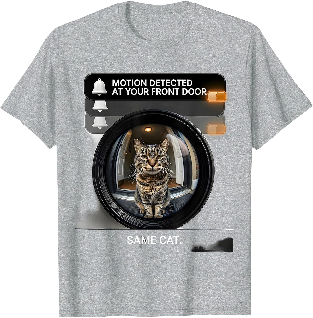 Men's Motion detected at your front door. Same cat. Funny T-Shirt - Heather Grey