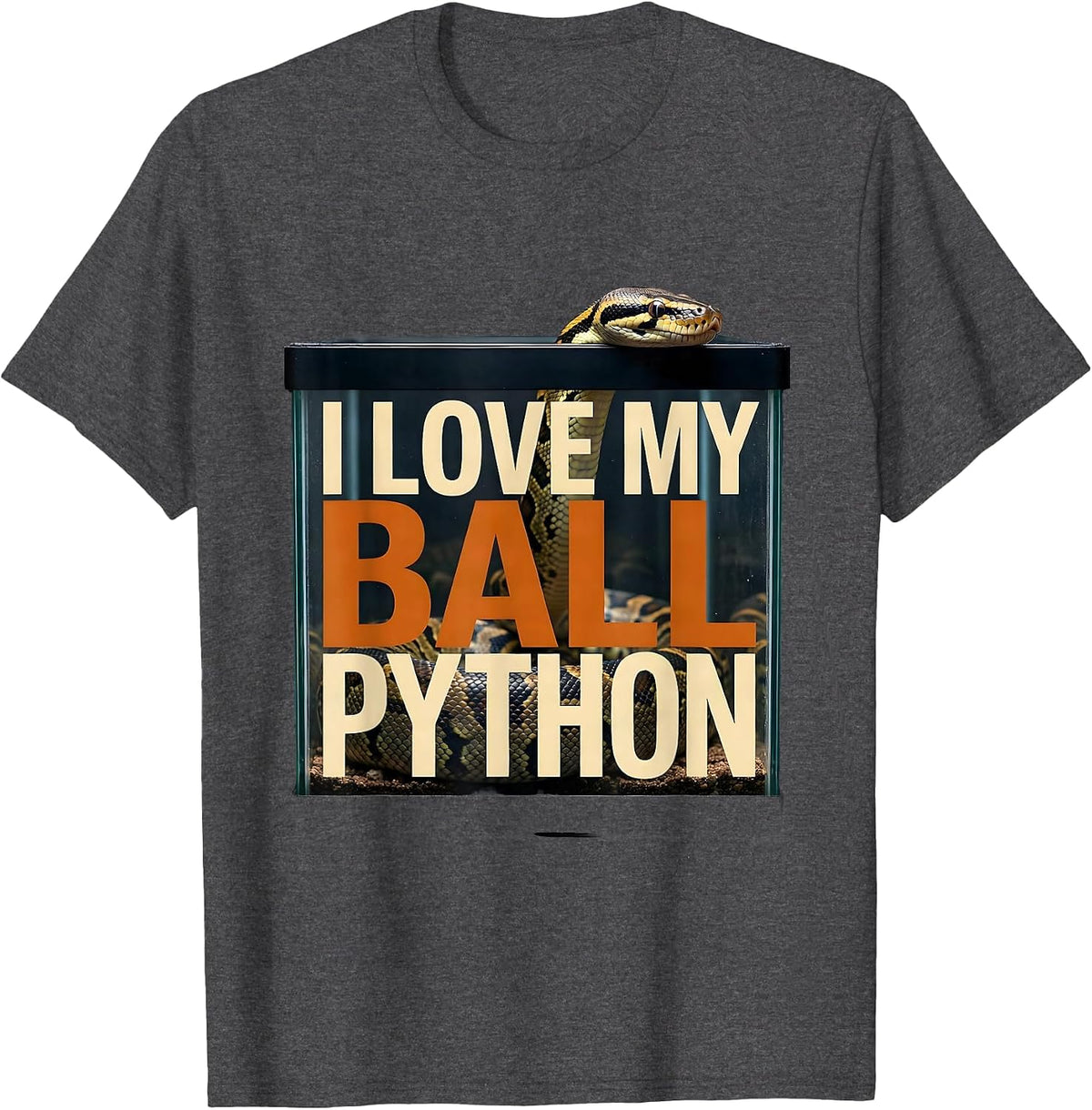 Men's I Love My Ball Python Funny Reptile Lover Pet Owner Gift T-Shirt - Dark Heather Grey