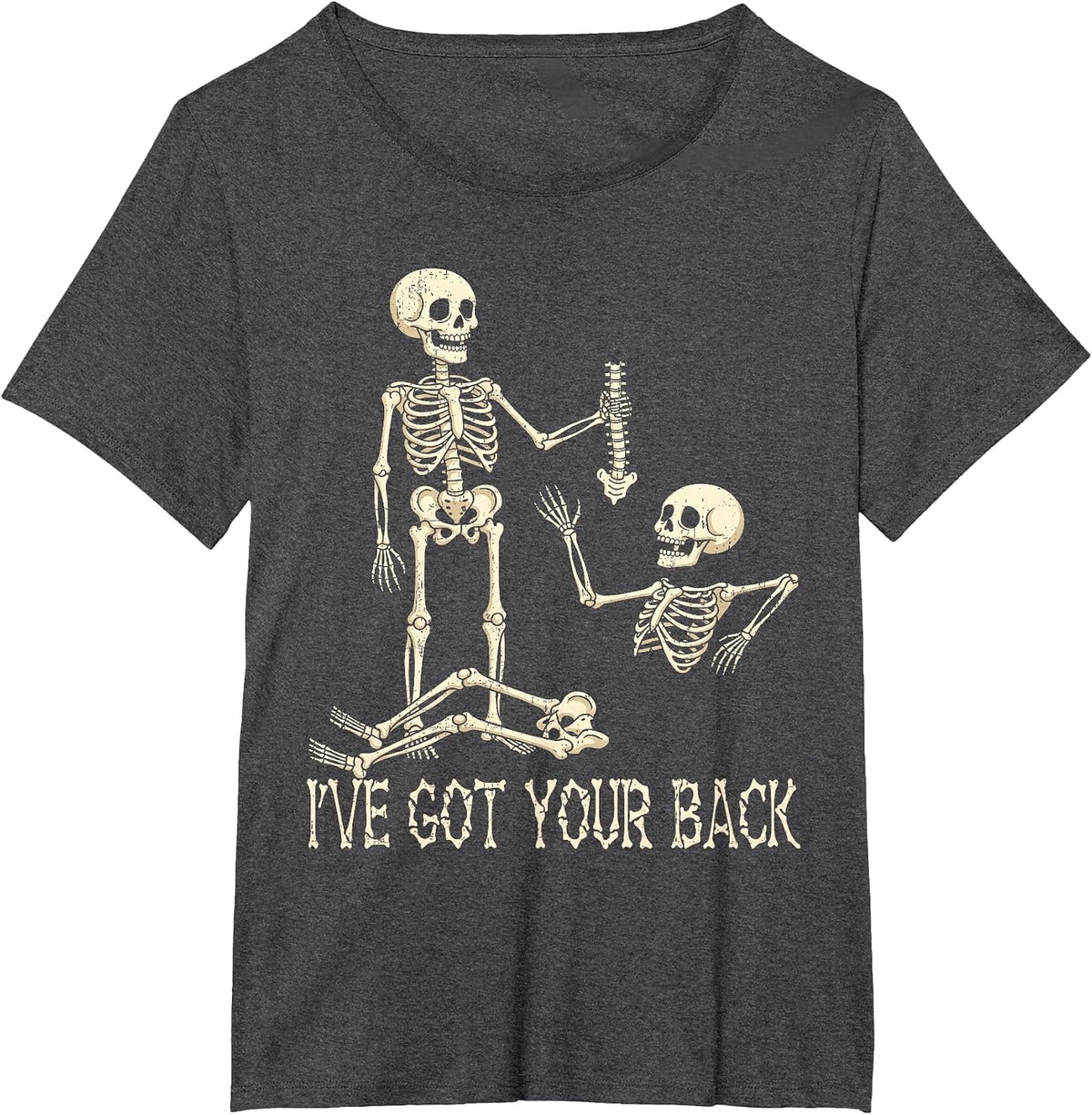 I've Got Your Back Skeleton Shirt Funny Halloween Men Women T-Shirt - Dark Heather Grey