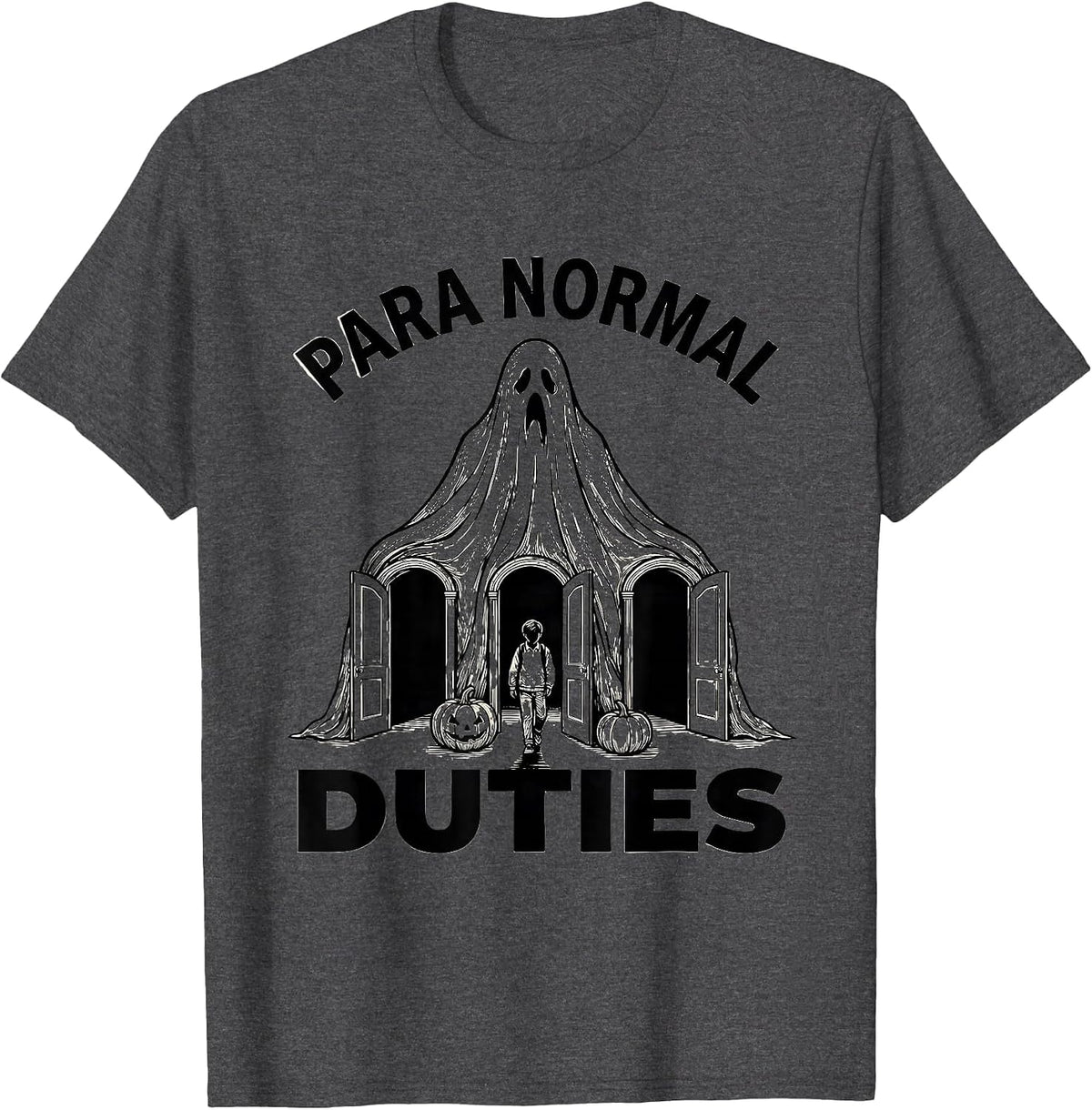 Para Normal Duties Funny Ghost Paraprofessional Halloween T-Shirt - Dark Heather Grey