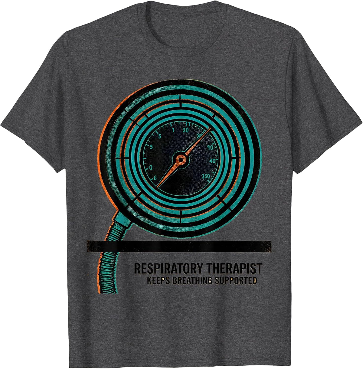 Men's Respiratory Therapist Keeps Breathing Supported RT T-Shirt - Dark Heather Grey