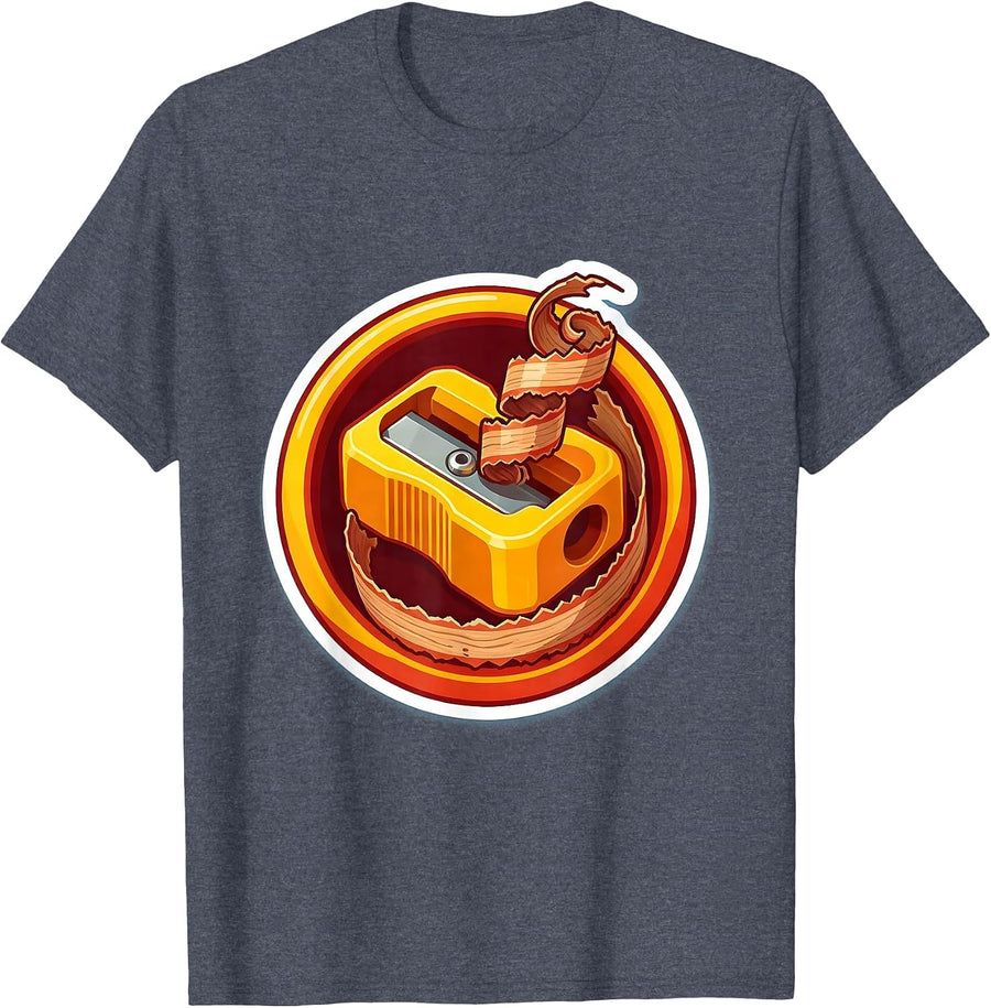 Kindergarten Teacher Pencil Sharpener Graphic T-Shirt - Heather Blue