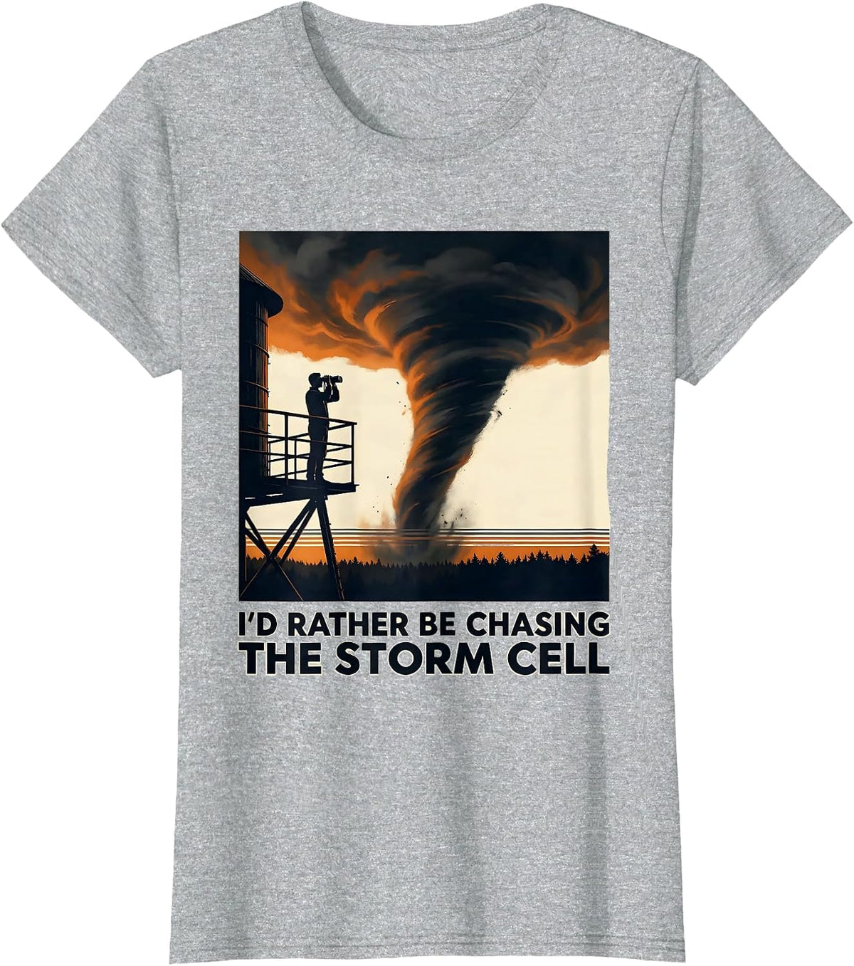 I'd Rather Be Chasing The Storm Cell Funny Meteorology T-Shirt - Heather Grey