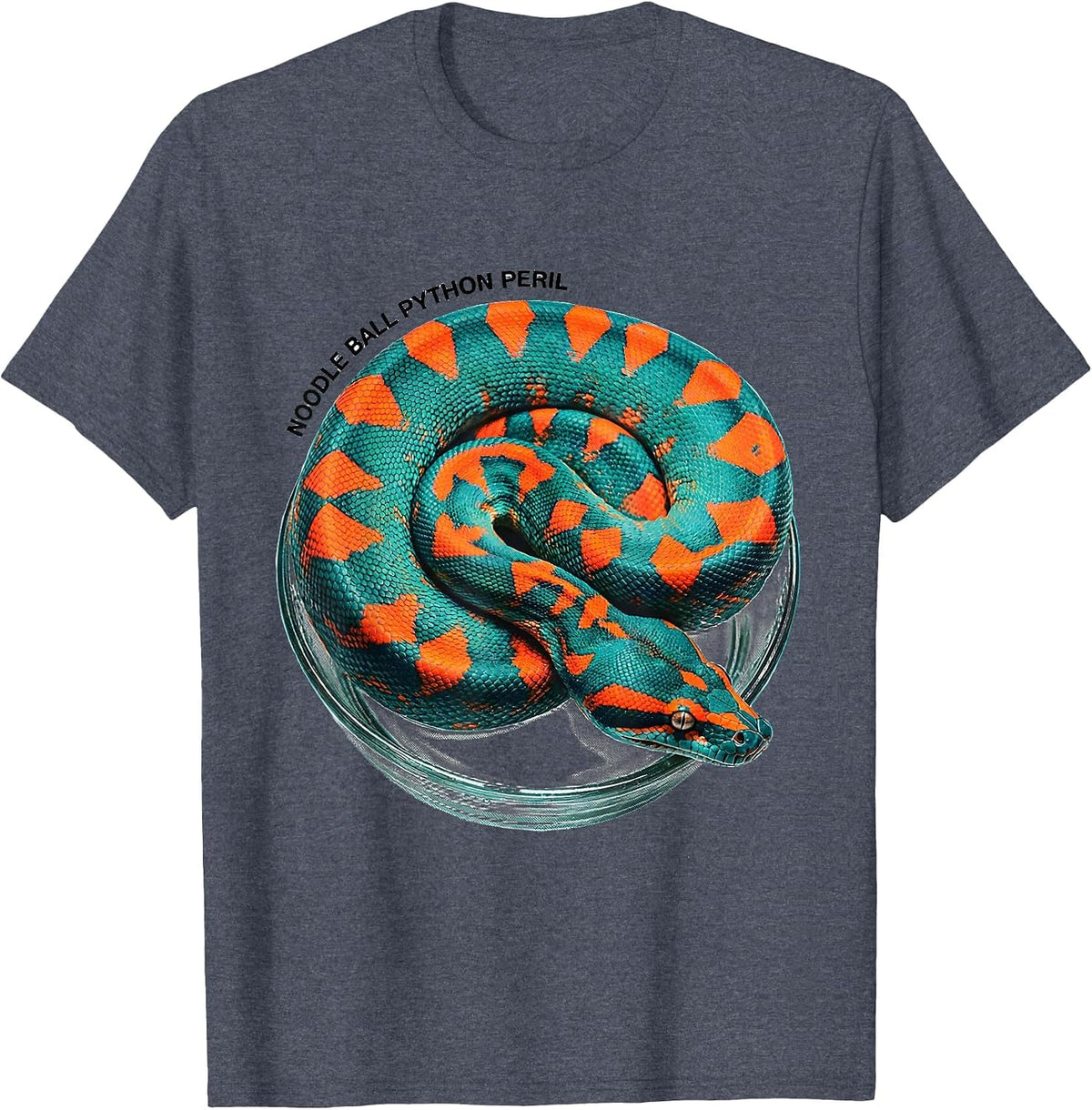 Noodle Ball Python Peril Funny Snake Lover Reptile Humor T-Shirt - Heather Blue