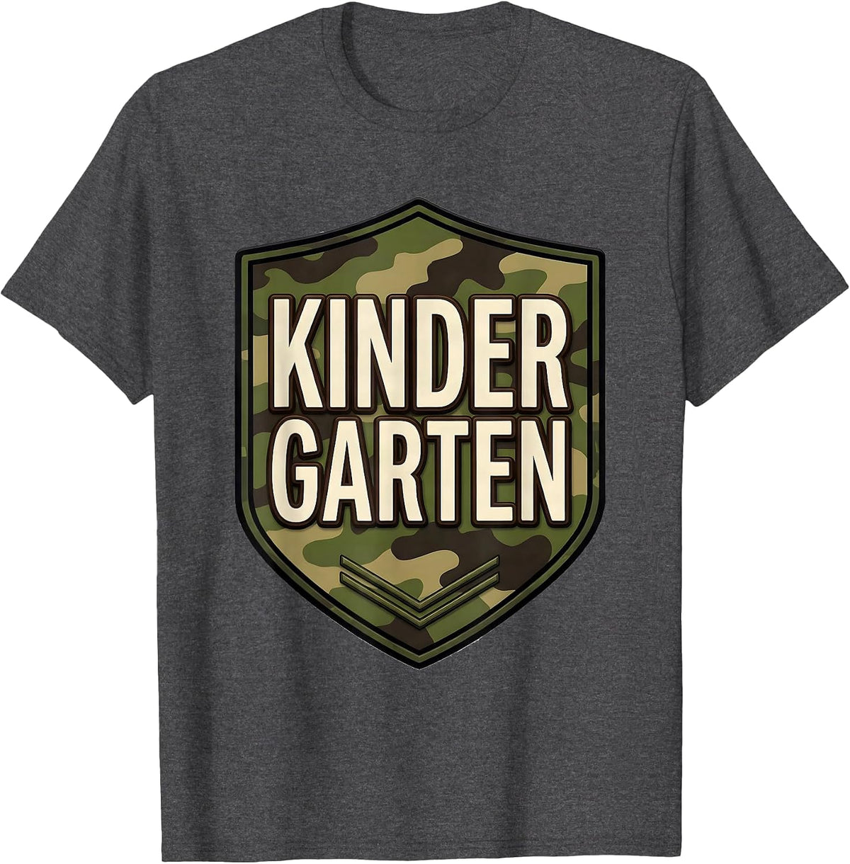 Kindergarten Camo Patch Boys Back To School Teachers T-Shirt - Dark Heather Grey