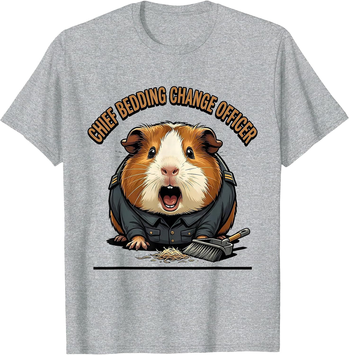 Men's Chief Bedding Change Officer Funny Guinea Pig Pet Lover T-Shirt - Heather Grey