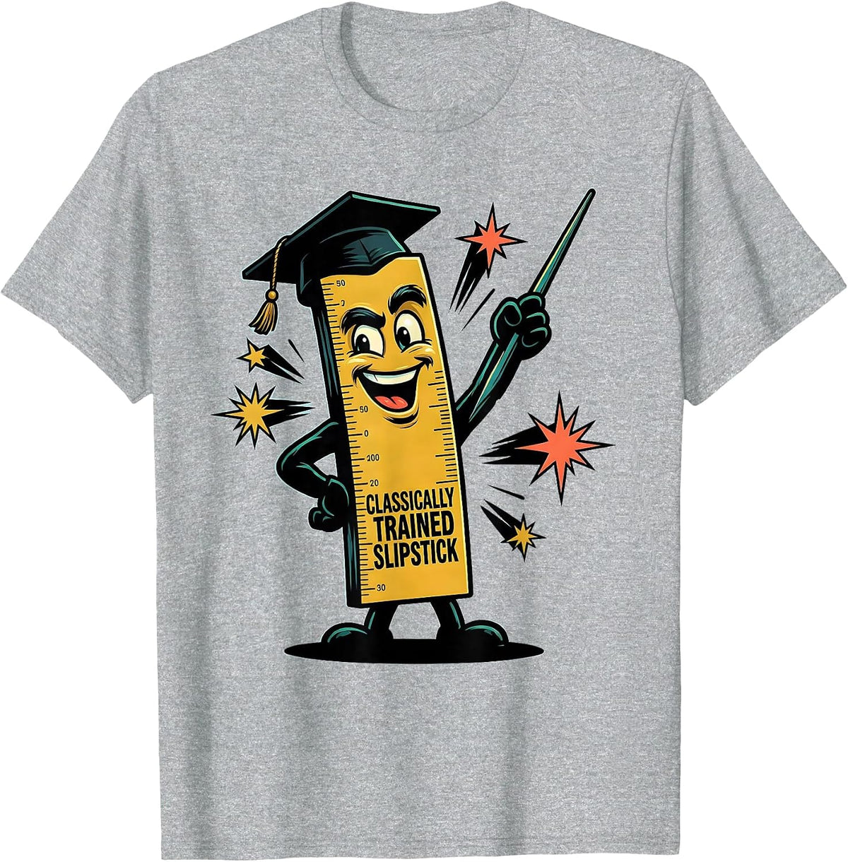 Men's Classically Trained Slipstick Cartoon Retro Math Engineer T-Shirt - Heather Grey