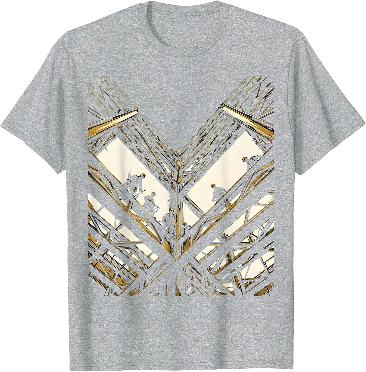 Men's Iron Workers Skyscraper Silhouette Graphic T-Shirt - Heather Grey