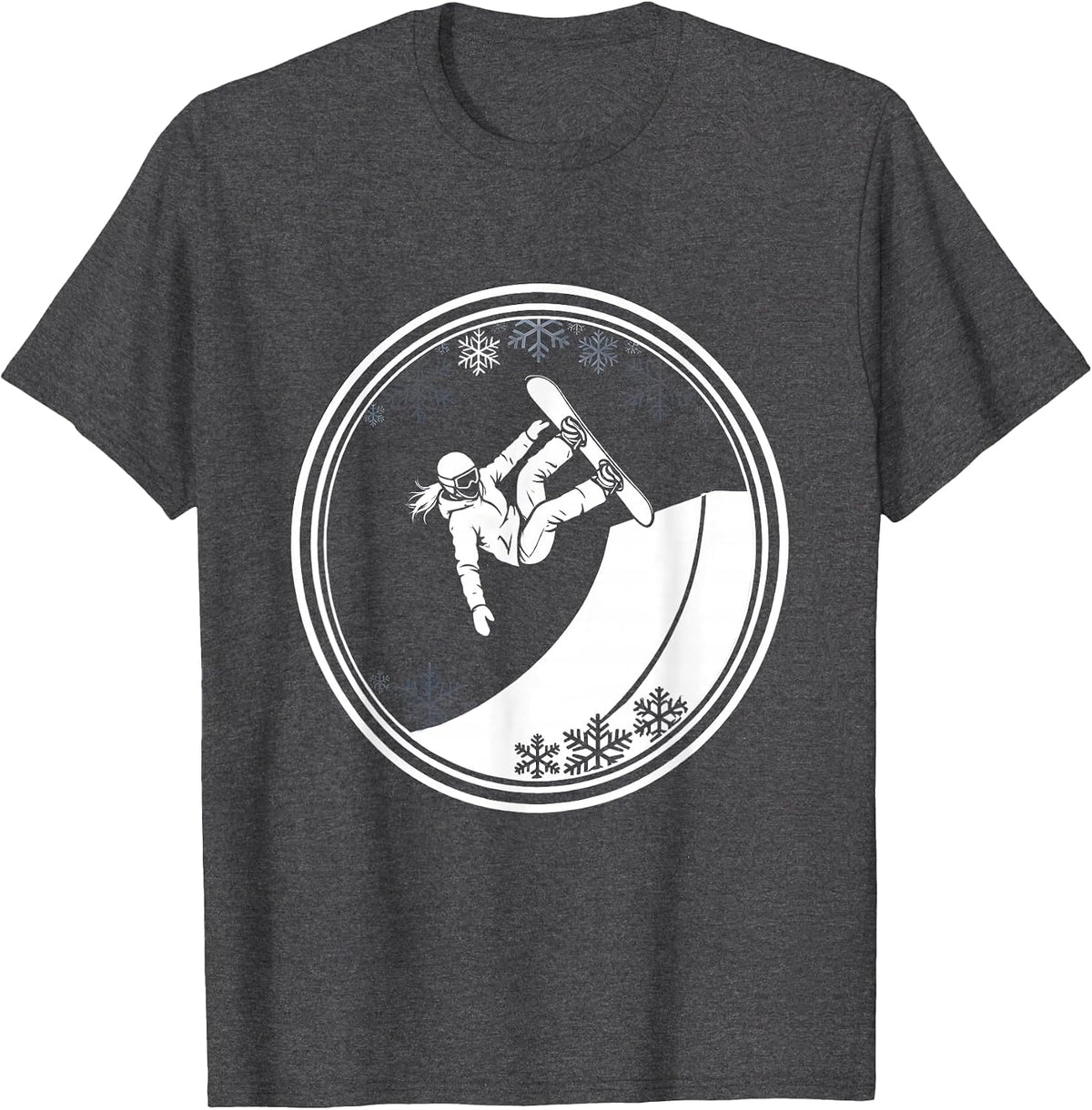 Woman Snowboarder Halfpipe Launch Graphic T-Shirt - Dark Heather Grey