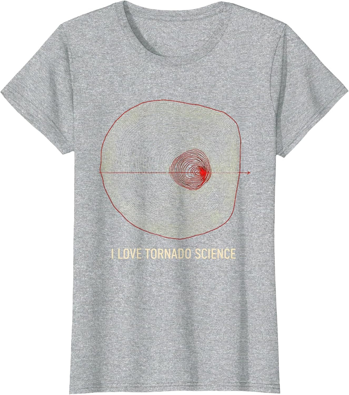 I Love Tornado Science Topographic Contour Storm Chaser T-Shirt - Heather Grey