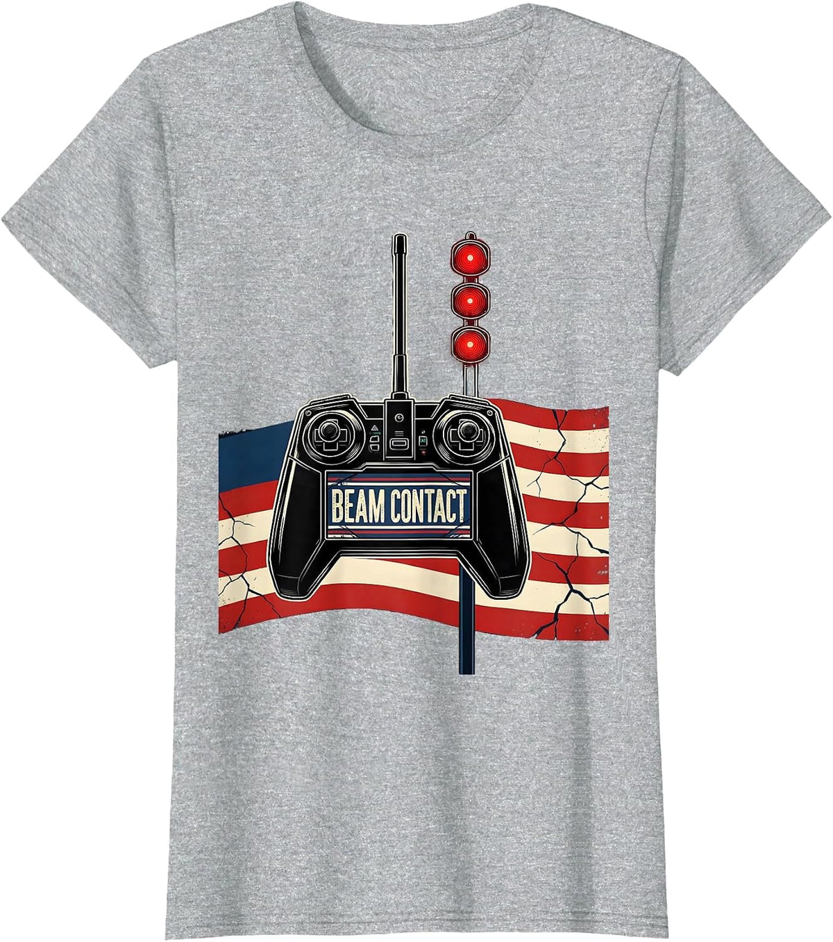 Women's Beam Contact Patriotic RC Racing American Flag Hobbyist Gift T-Shirt - Heather Grey