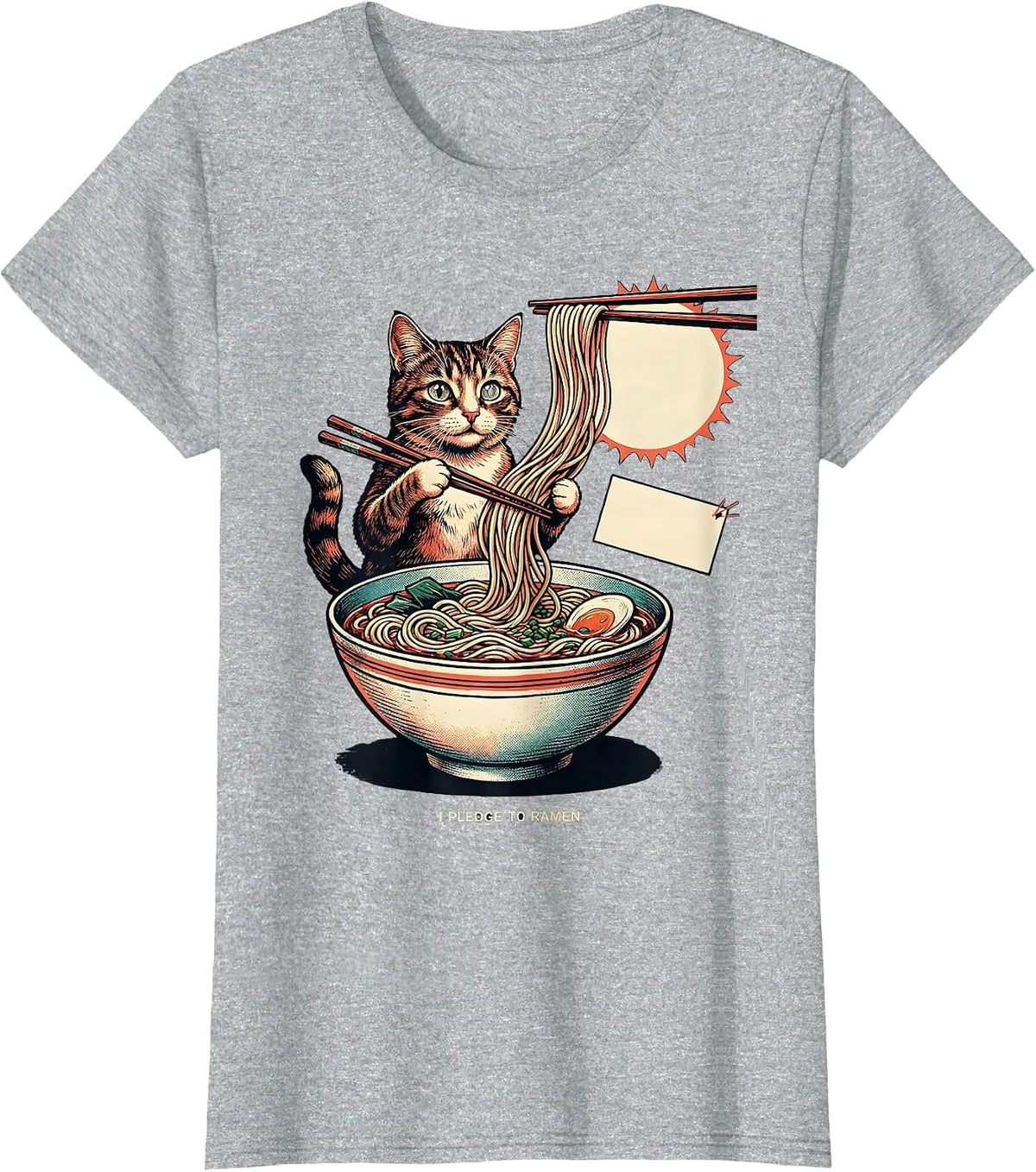 Women's I Pledge To Ramen Funny Cat Anime Kawaii Ramen Lover Gift T-Shirt - Heather Grey