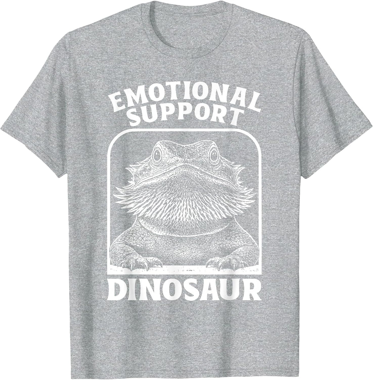 Emotional Support Dinosaur Funny Bearded Dragon Lizard T-Shirt - Heather Grey