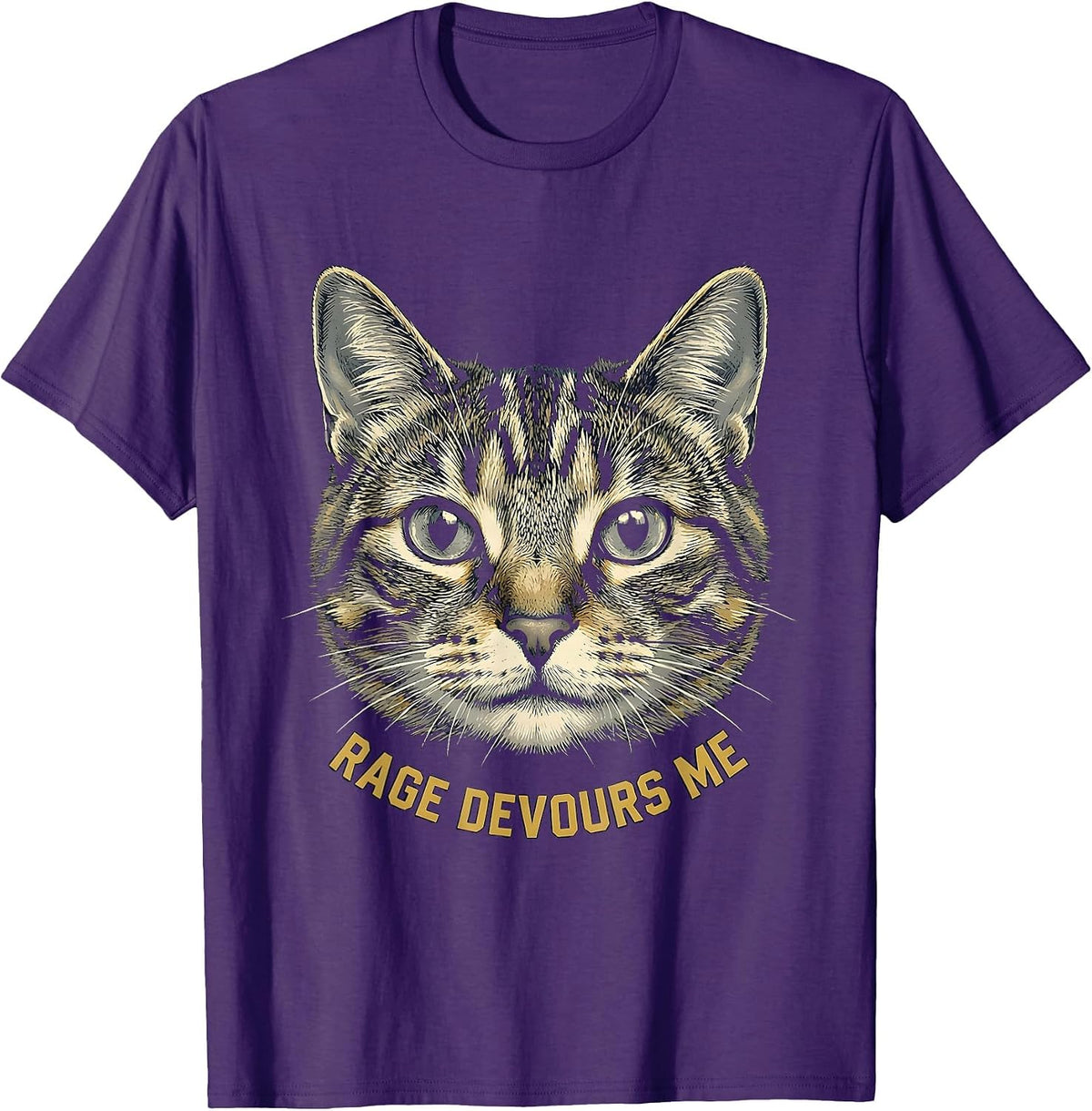 Rage Devours Me Funny Cat Meme Cat Lover Humor T-Shirt - Purple