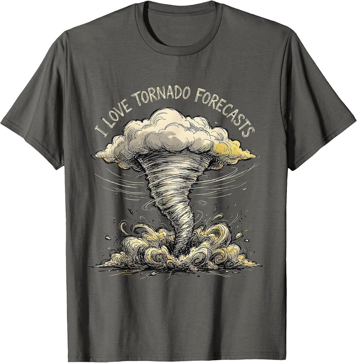 Men's I Love Tornado Forecasts Hand-Sketched Storm Chaser T-Shirt - Asphalt Grey