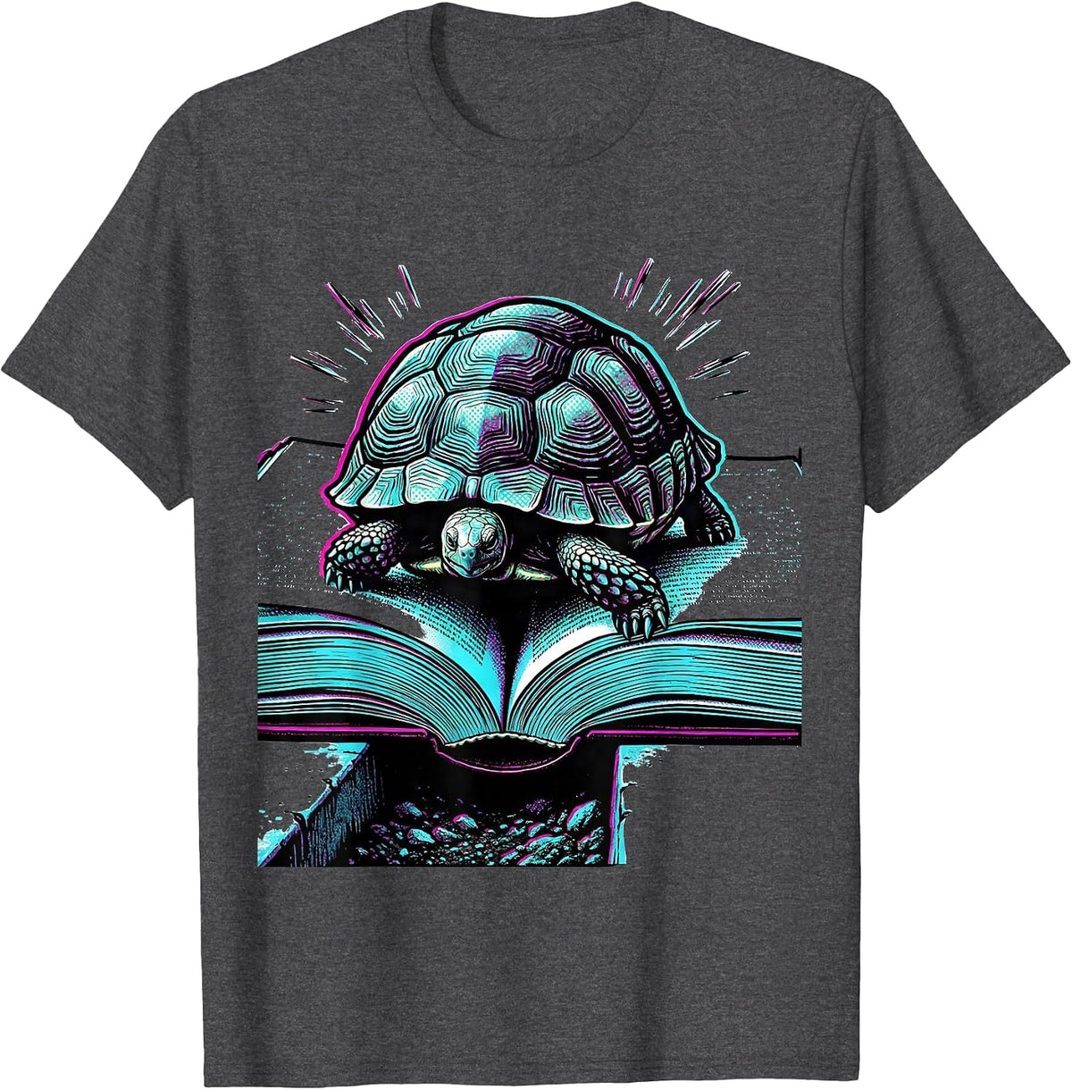Domed Tortoise Book Humor Pet Lover Gift T-Shirt - Dark Heather Grey
