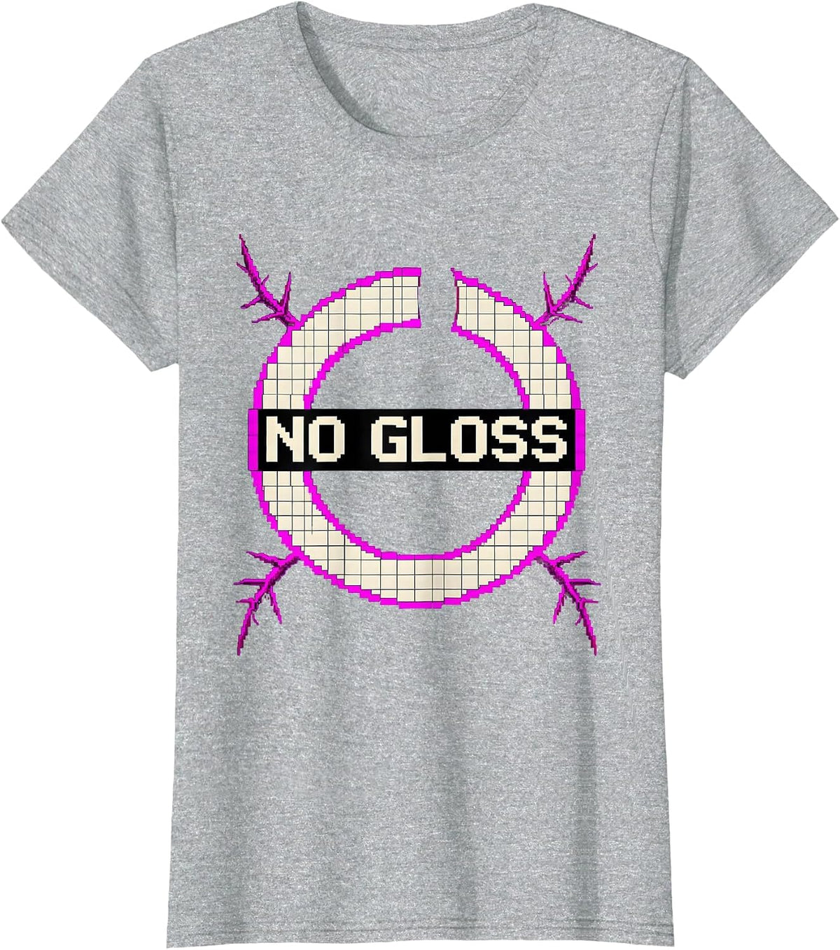 No Gloss Pixel Art Y2K Grunge Alt Goth Streetwear T-Shirt - Heather Grey
